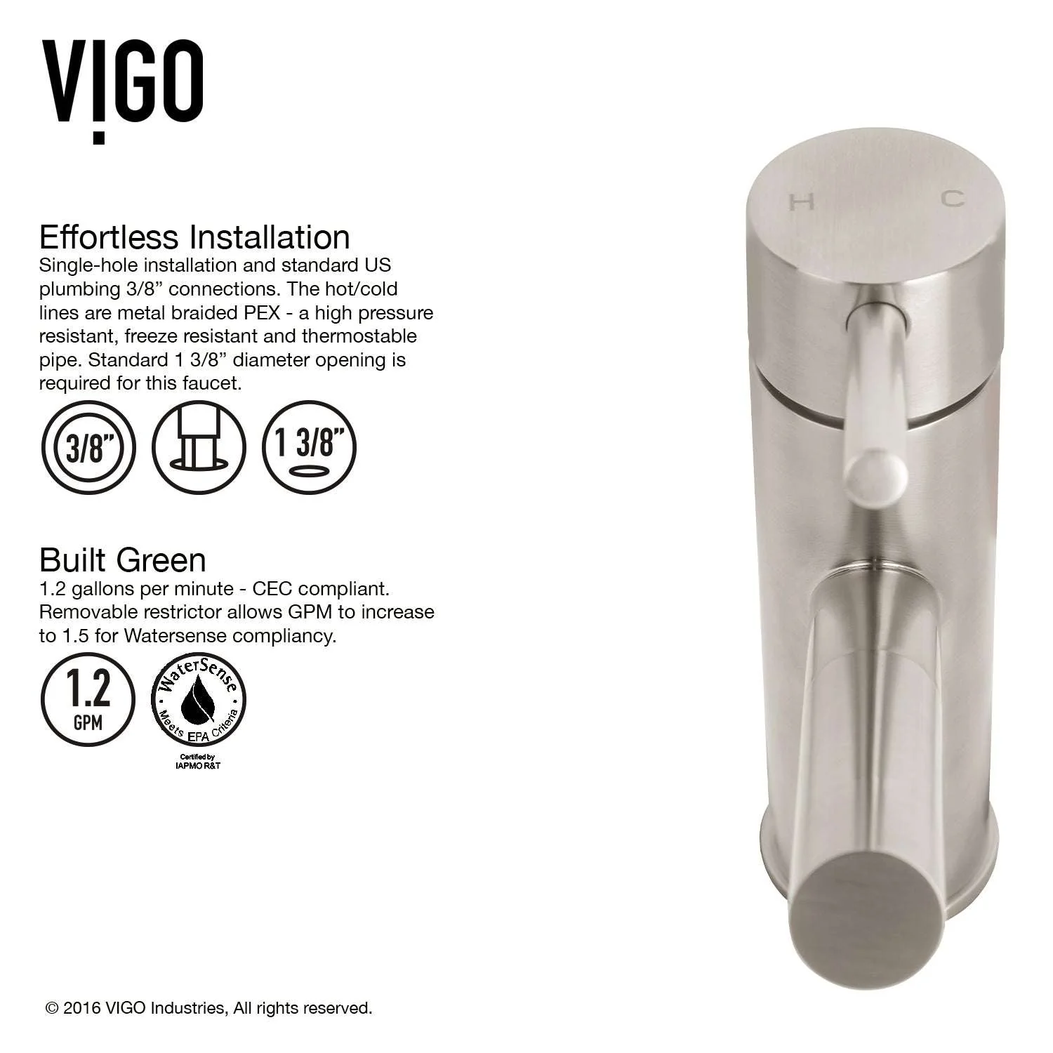 Noma Single Hole Bathroom Faucet - Image 5