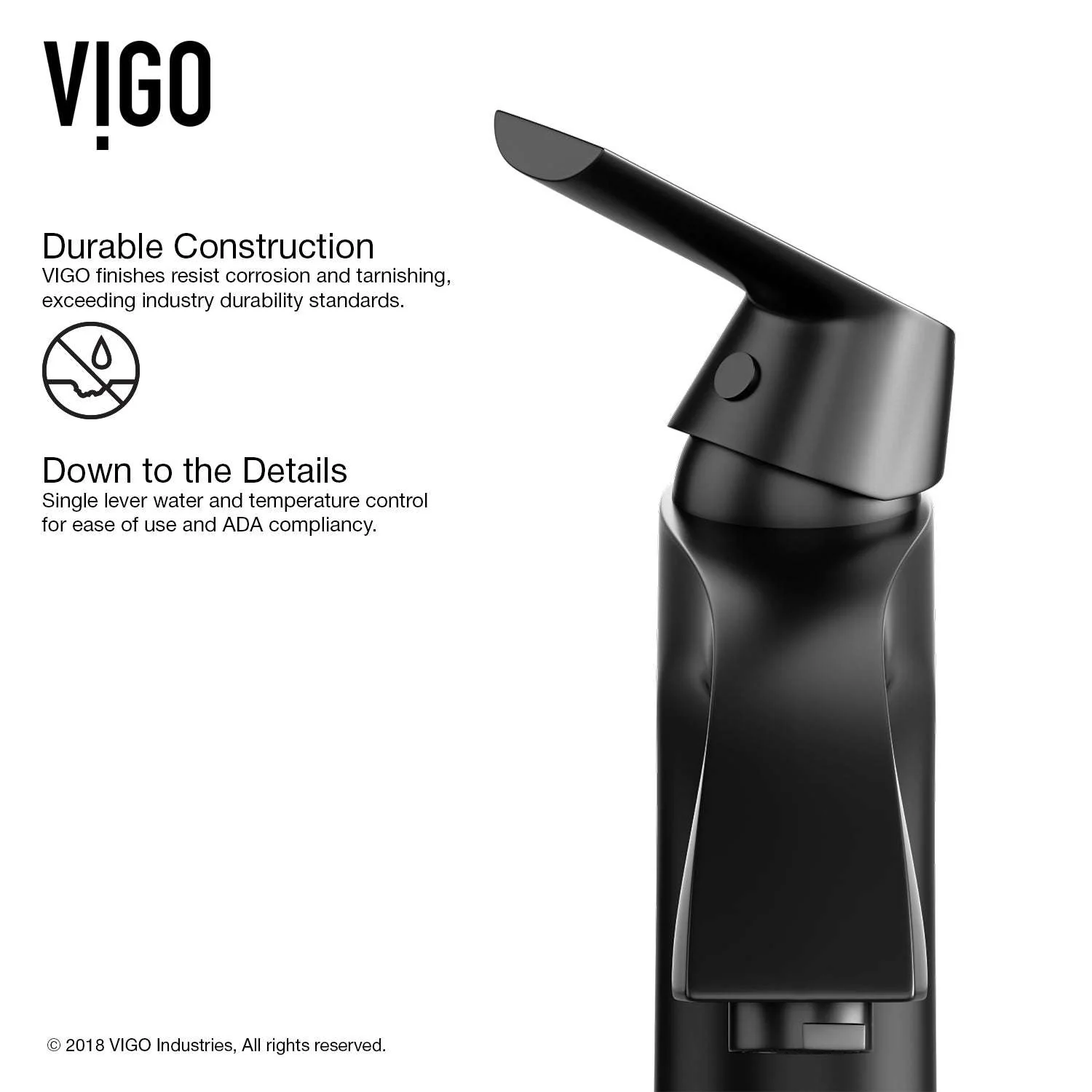 Penela Single-Hole Bathroom Faucet in Matte Black - Image 5