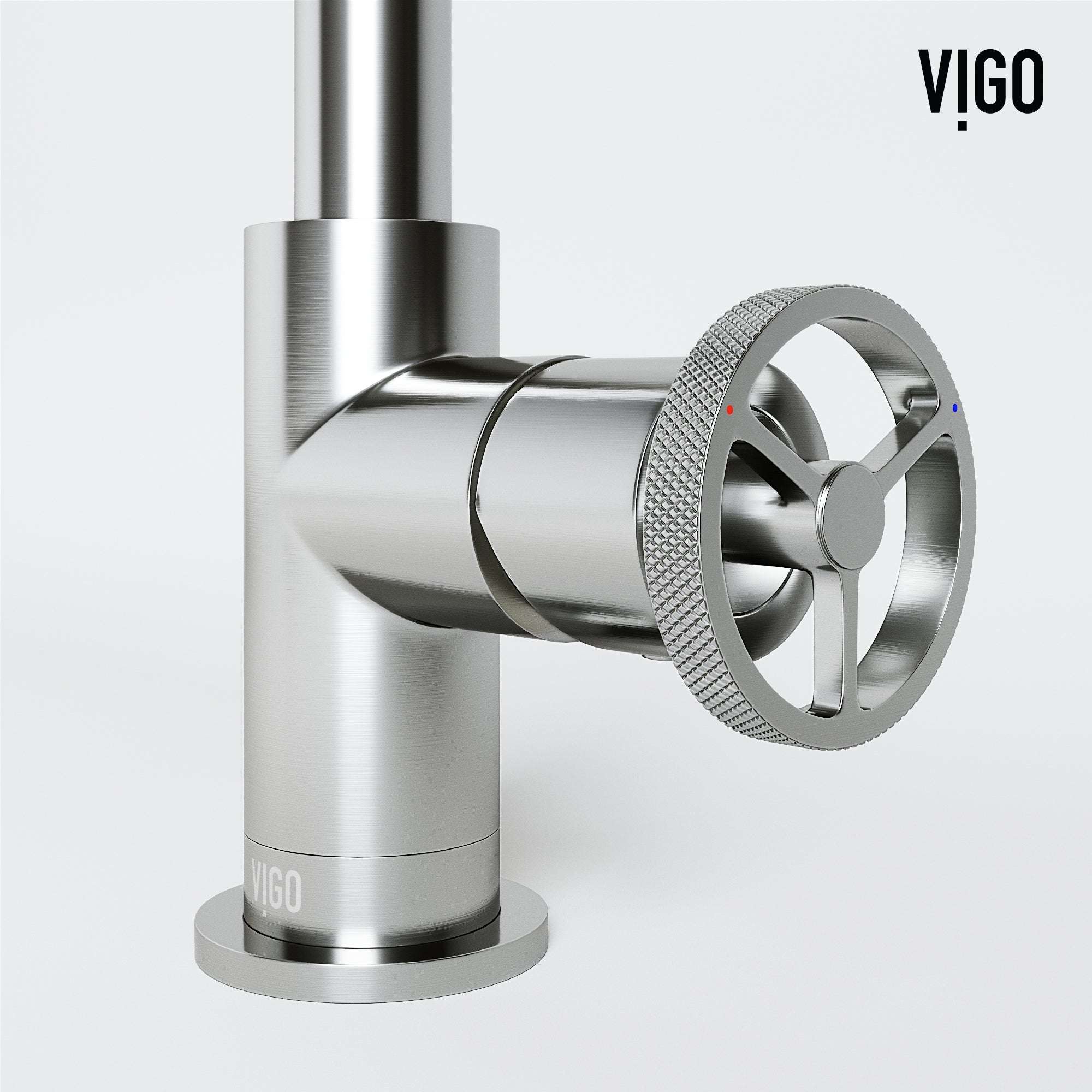 Cass Single Hole Bathroom Faucet with Knurled Wheel Handle - Image 12
