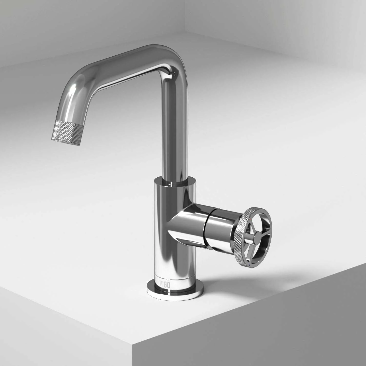 Cass Single Hole Bathroom Faucet with Knurled Wheel Handle - Image 14
