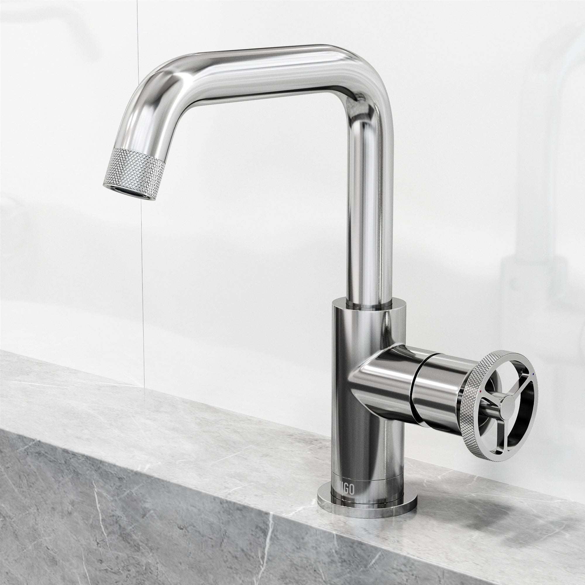 Cass Single Hole Bathroom Faucet with Knurled Wheel Handle - Image 19