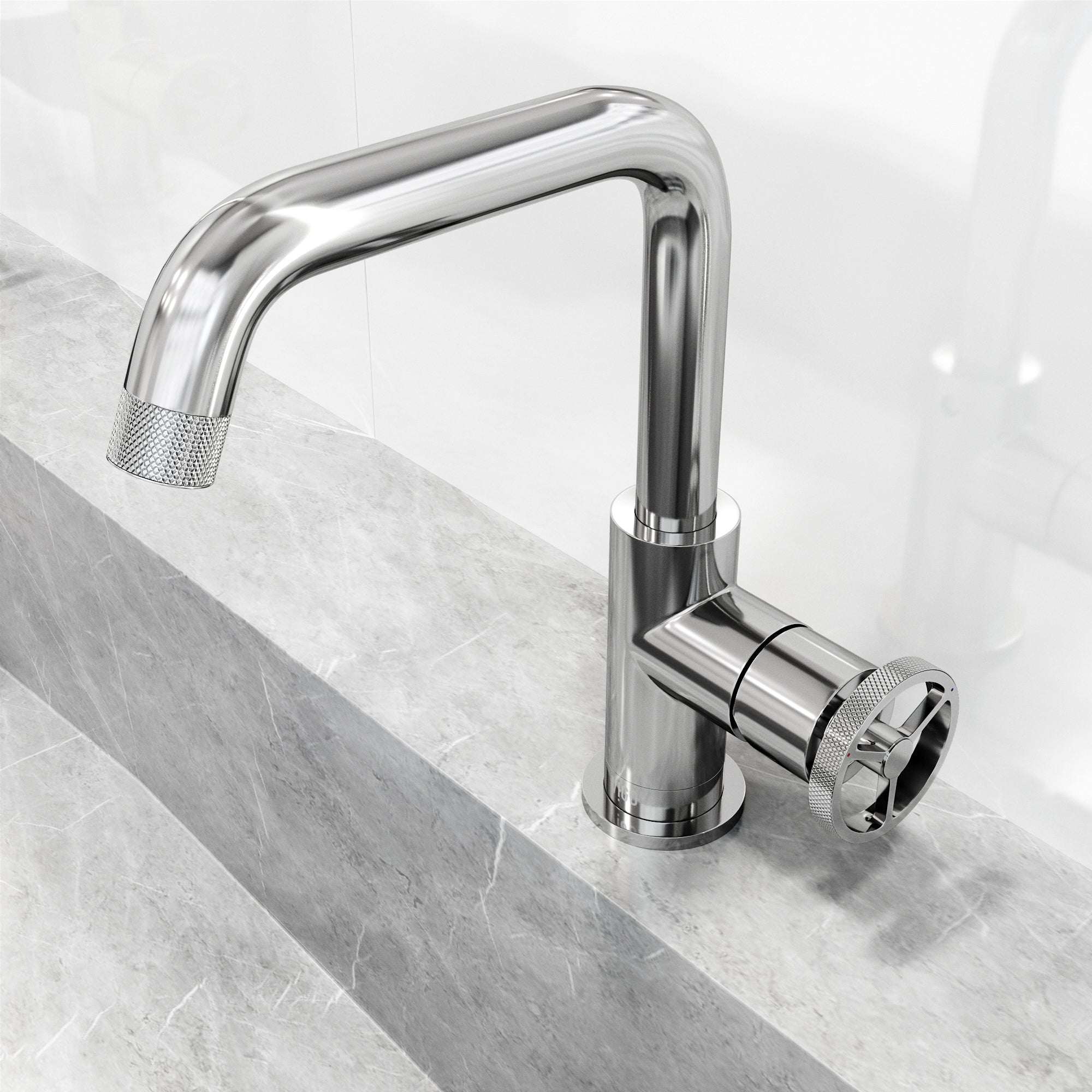 Cass Single Hole Bathroom Faucet with Knurled Wheel Handle - Image 20