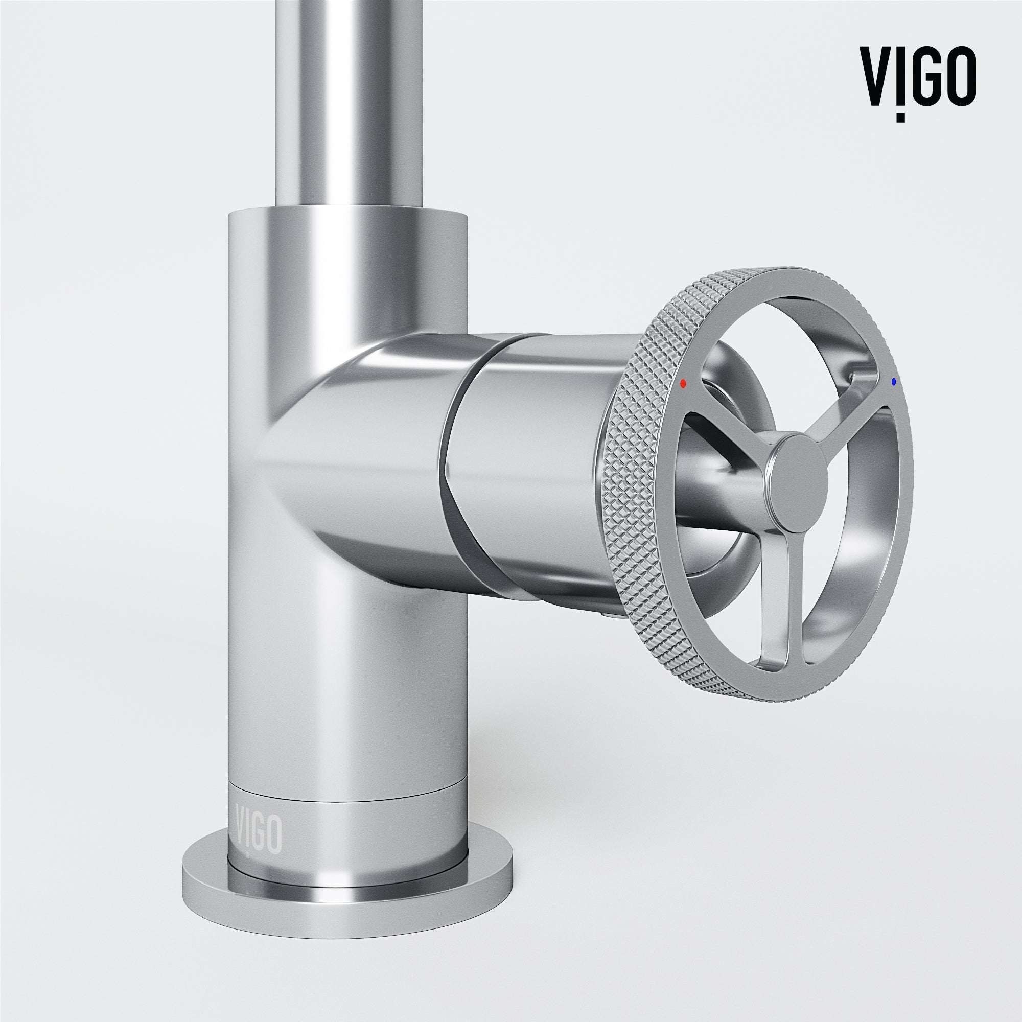 Cass Single Hole Bathroom Faucet with Knurled Wheel Handle - Image 25