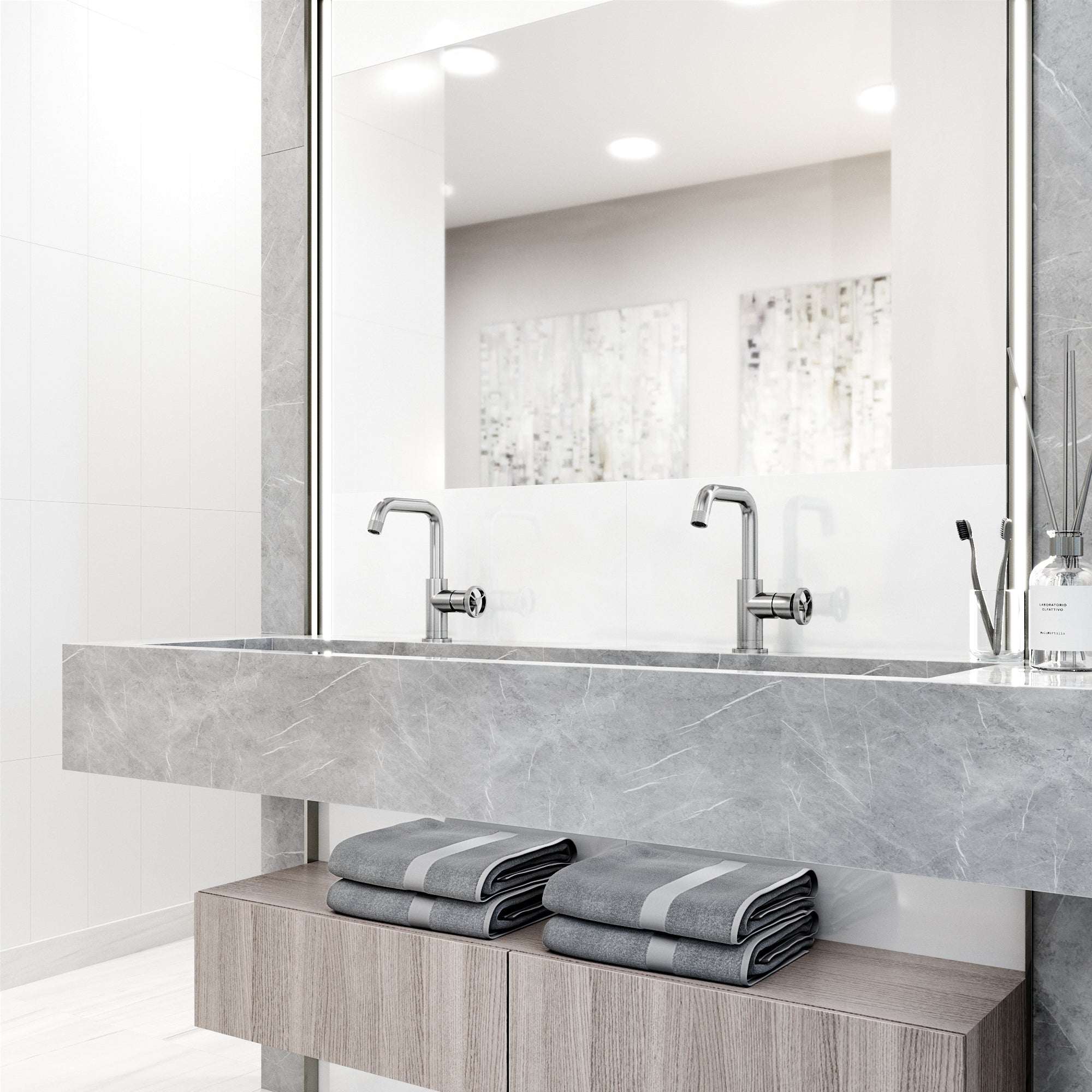 Cass Single Hole Bathroom Faucet with Knurled Wheel Handle - Image 3