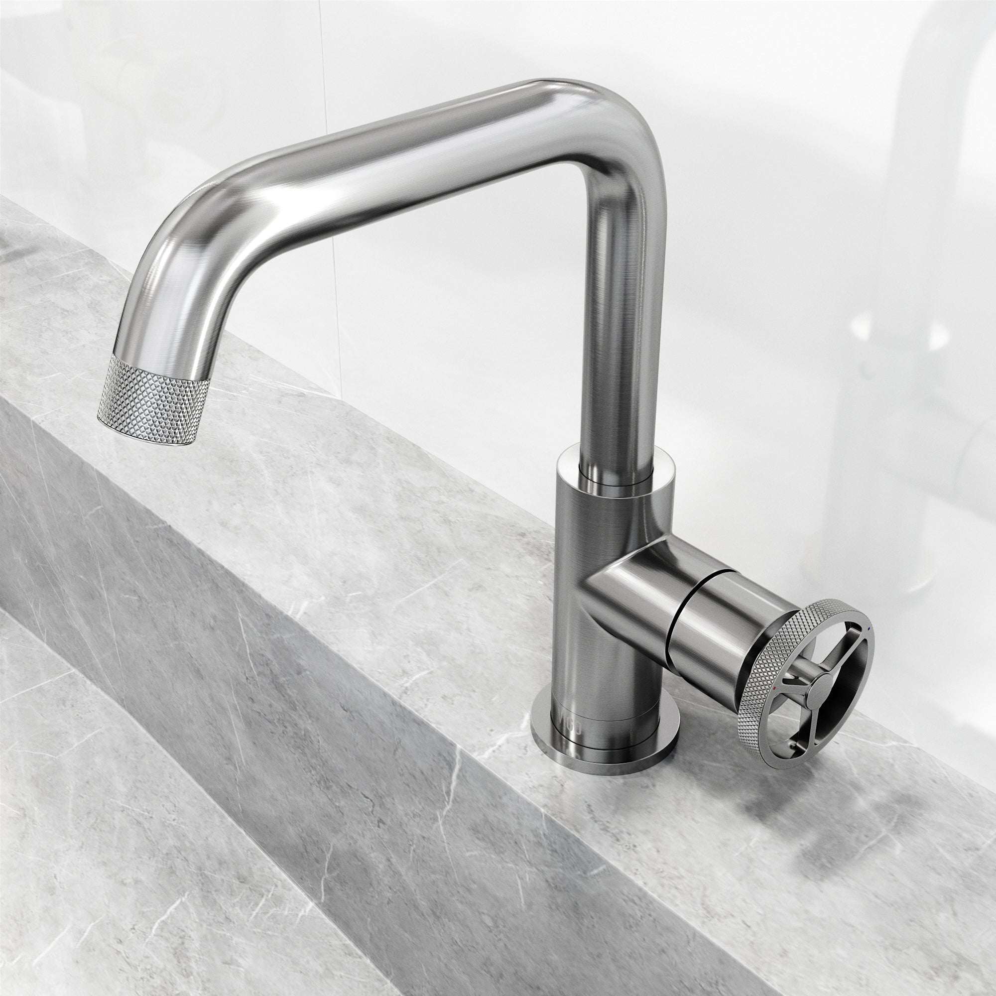 Cass Single Hole Bathroom Faucet with Knurled Wheel Handle - Image 7