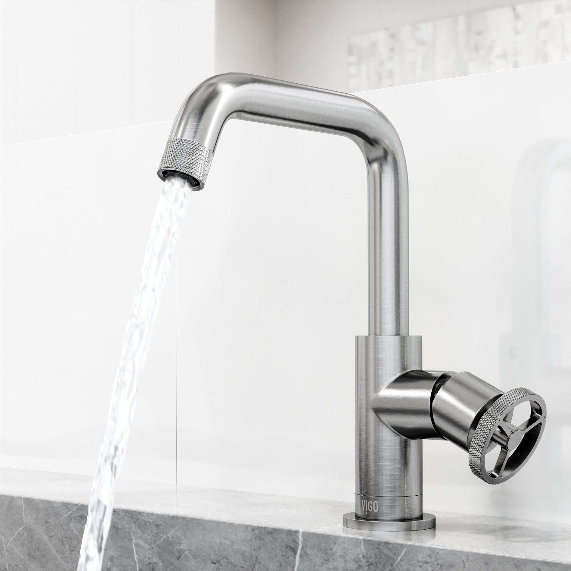 Cass Single Hole Bathroom Faucet with Knurled Wheel Handle - Image 8