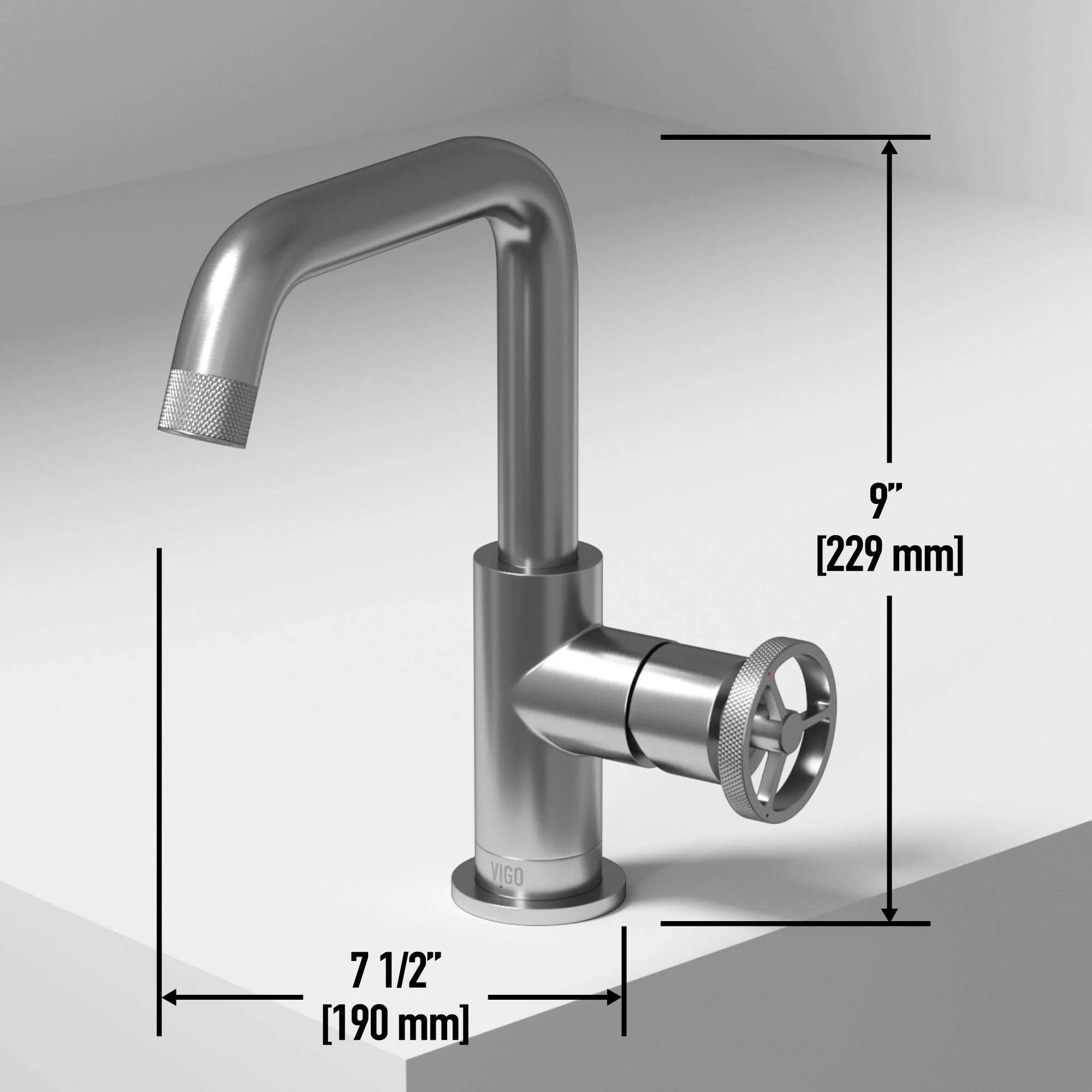 Cass Single Hole Bathroom Faucet with Knurled Wheel Handle - Image 9