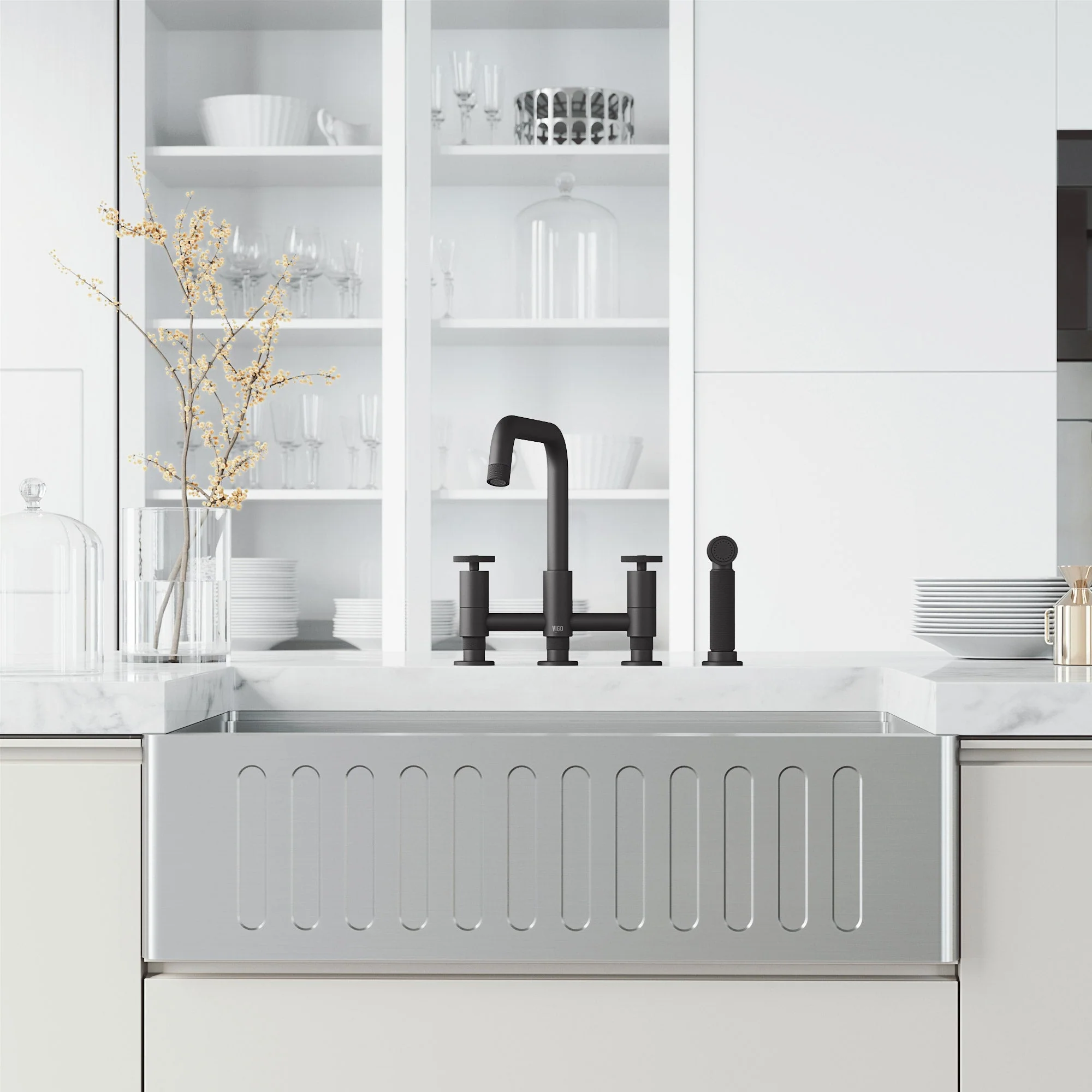 Cass Pull-Out Bridge Kitchen Faucet - Image 21