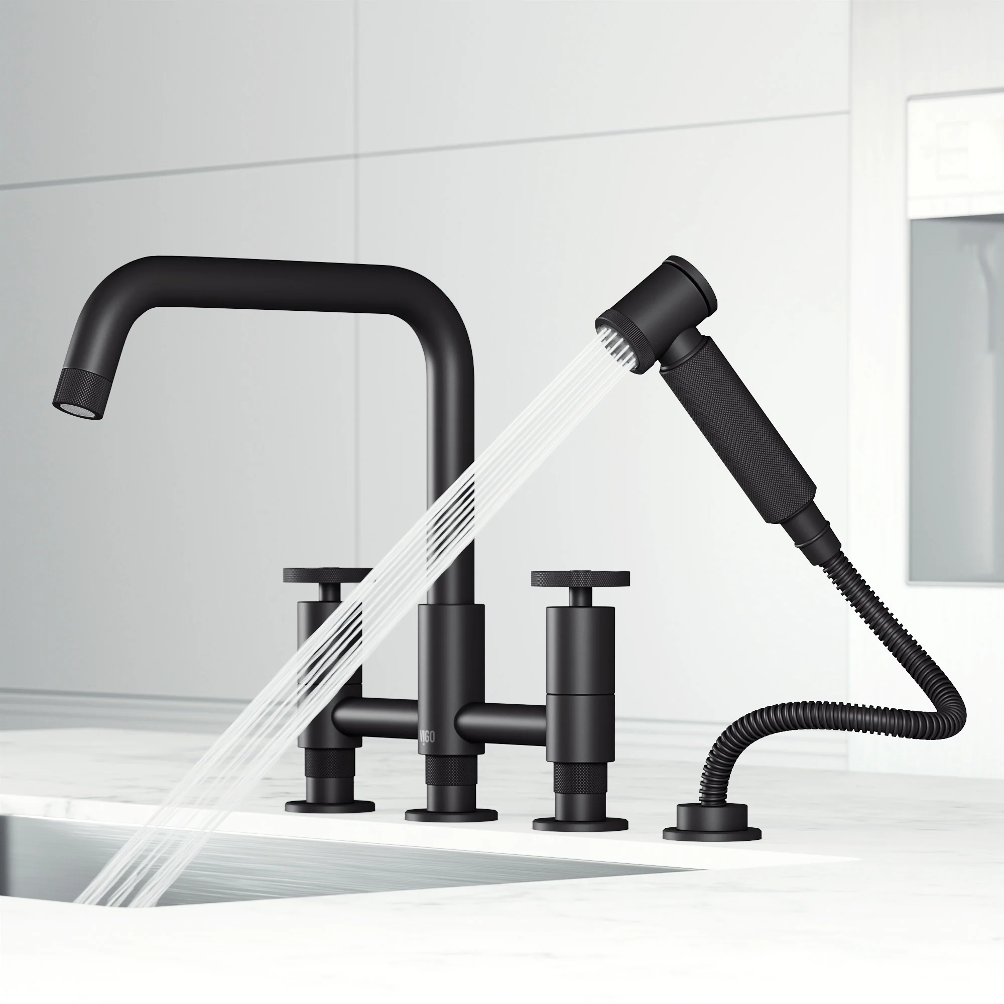 Cass Pull-Out Bridge Kitchen Faucet - Image 26