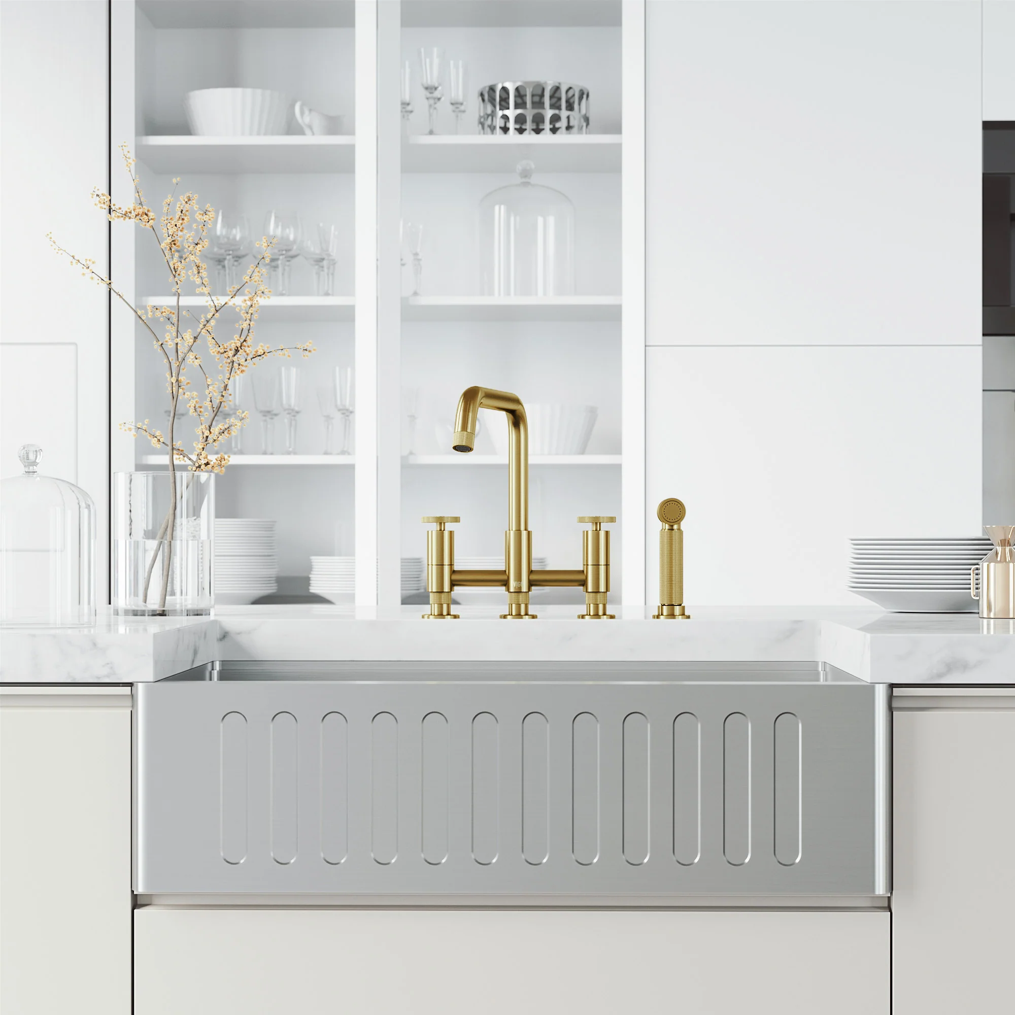 Cass Pull-Out Bridge Kitchen Faucet - Image 36