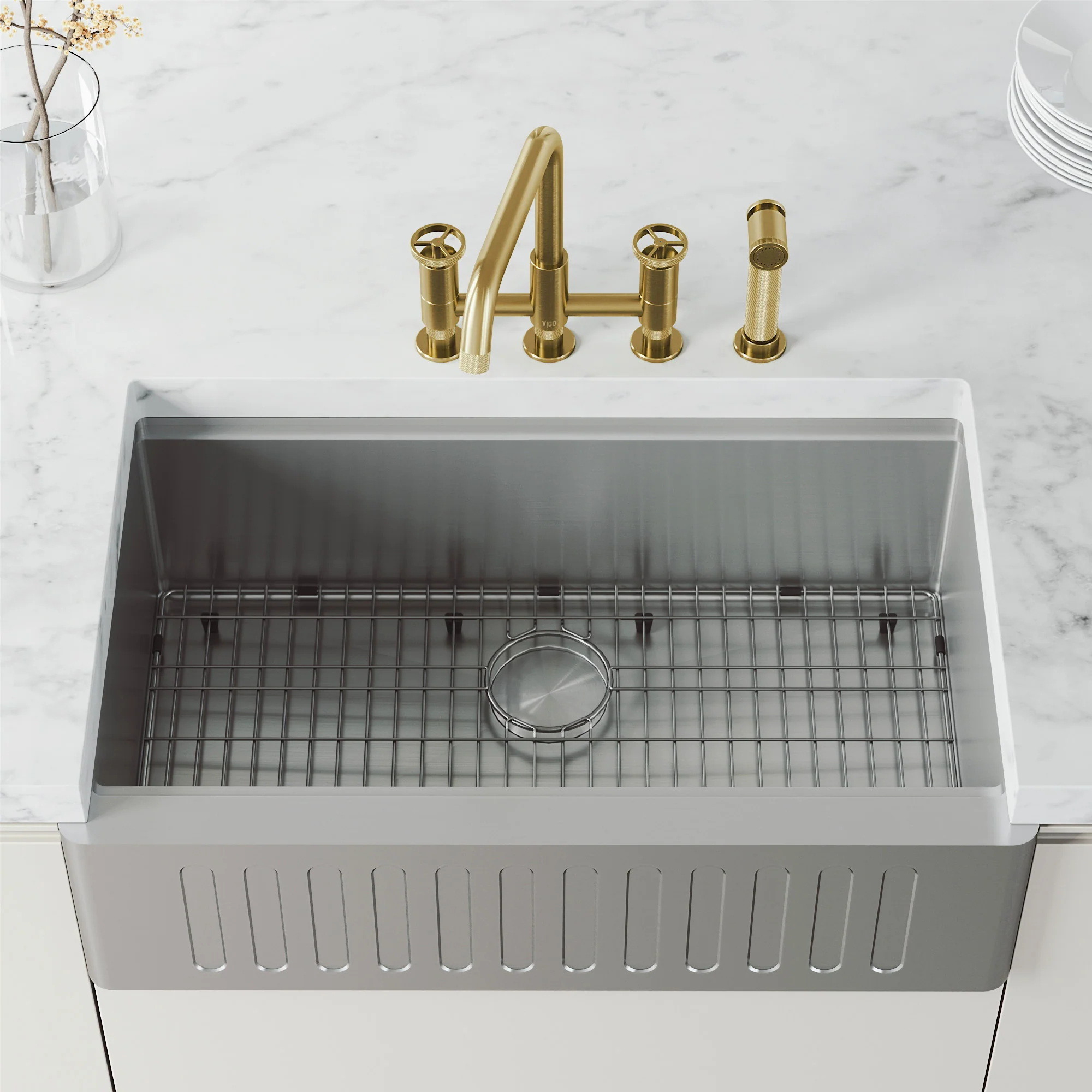 Cass Pull-Out Bridge Kitchen Faucet - Image 37