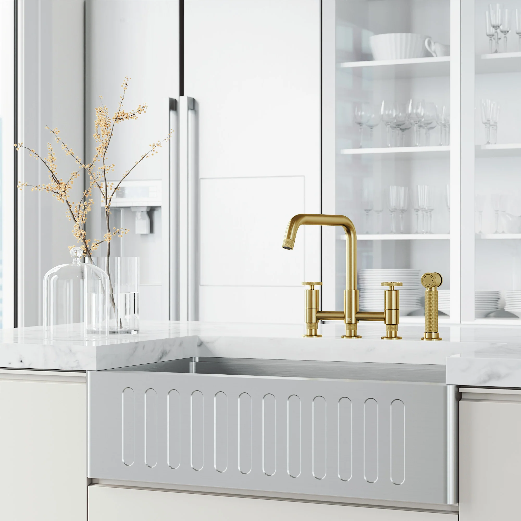Cass Pull-Out Bridge Kitchen Faucet - Image 38