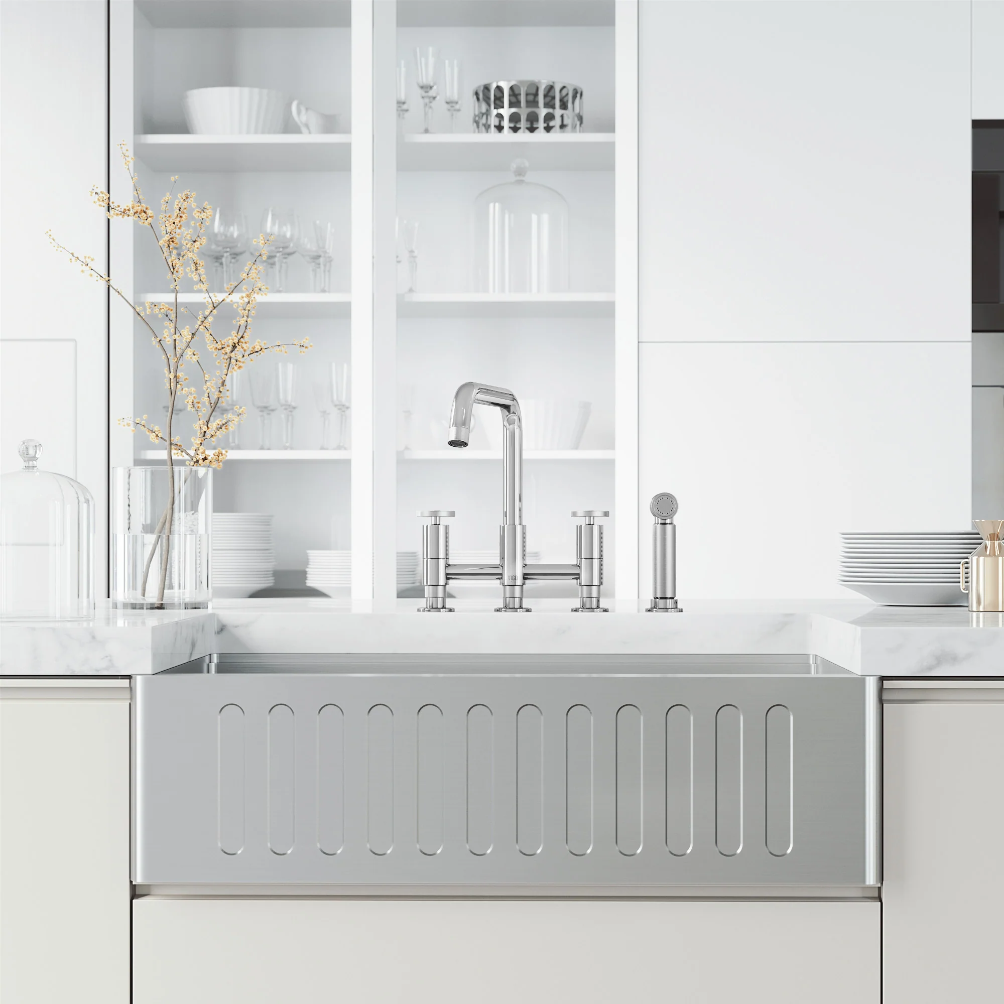 Cass Pull-Out Bridge Kitchen Faucet - Image 5