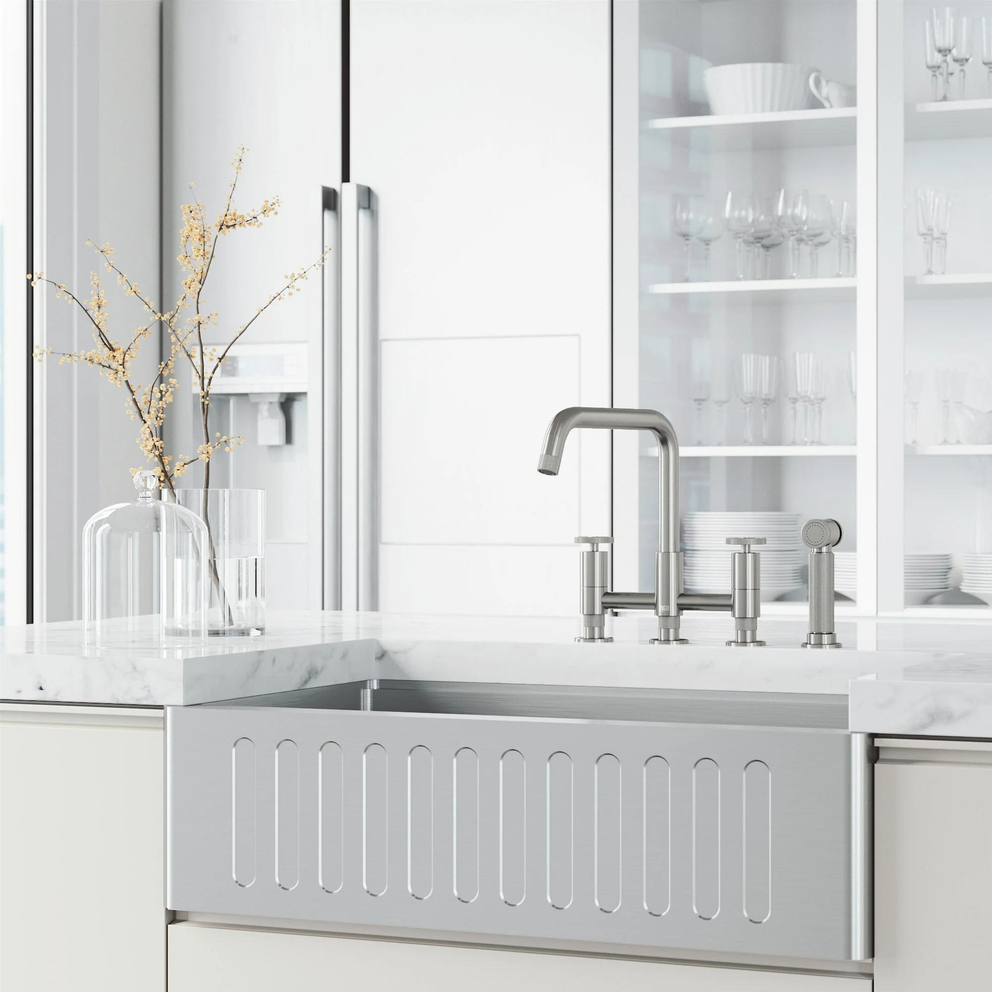Cass Pull-Out Bridge Kitchen Faucet - Image 54