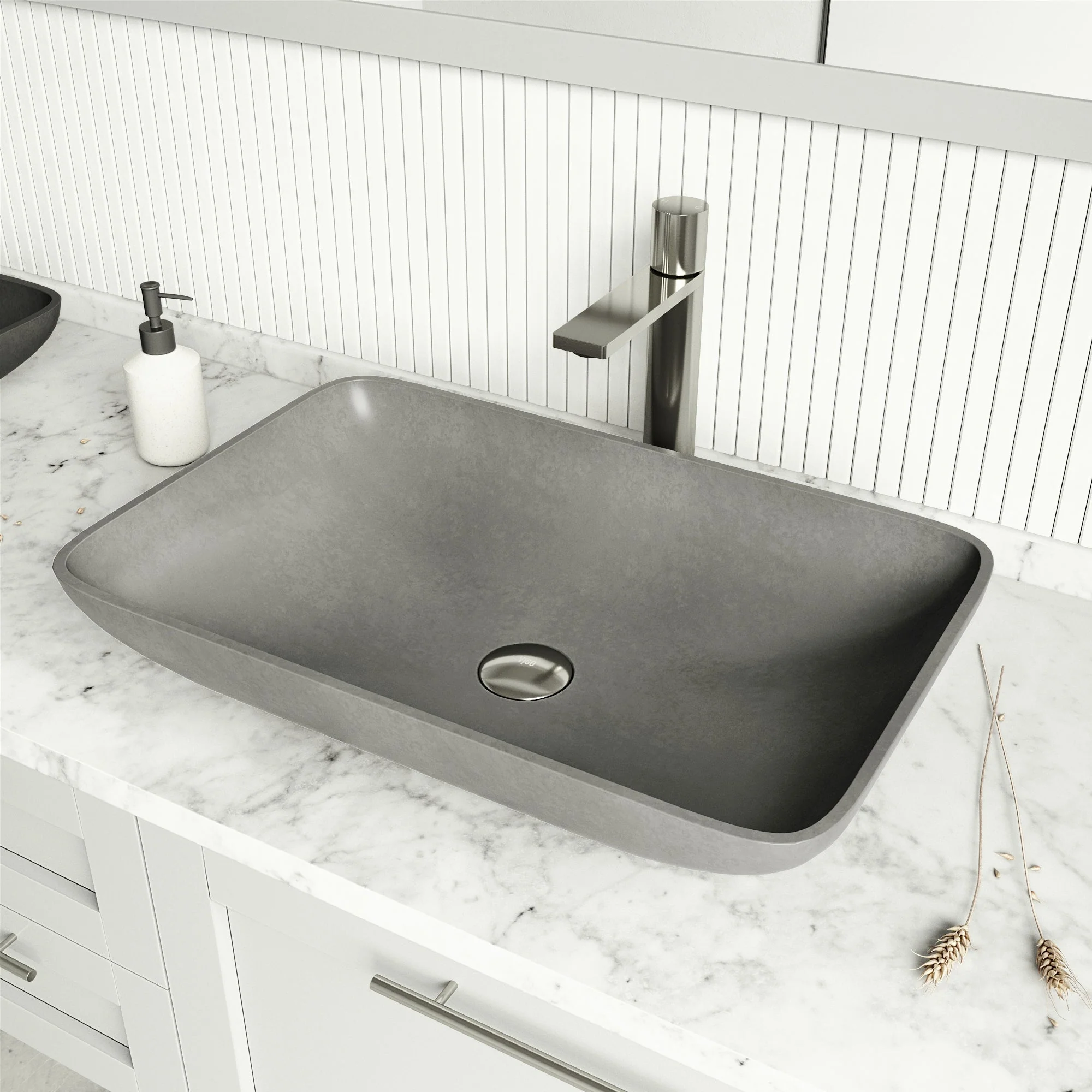 Donatella Rectangular Concreto Stone™ Vessel Sink - Image 3