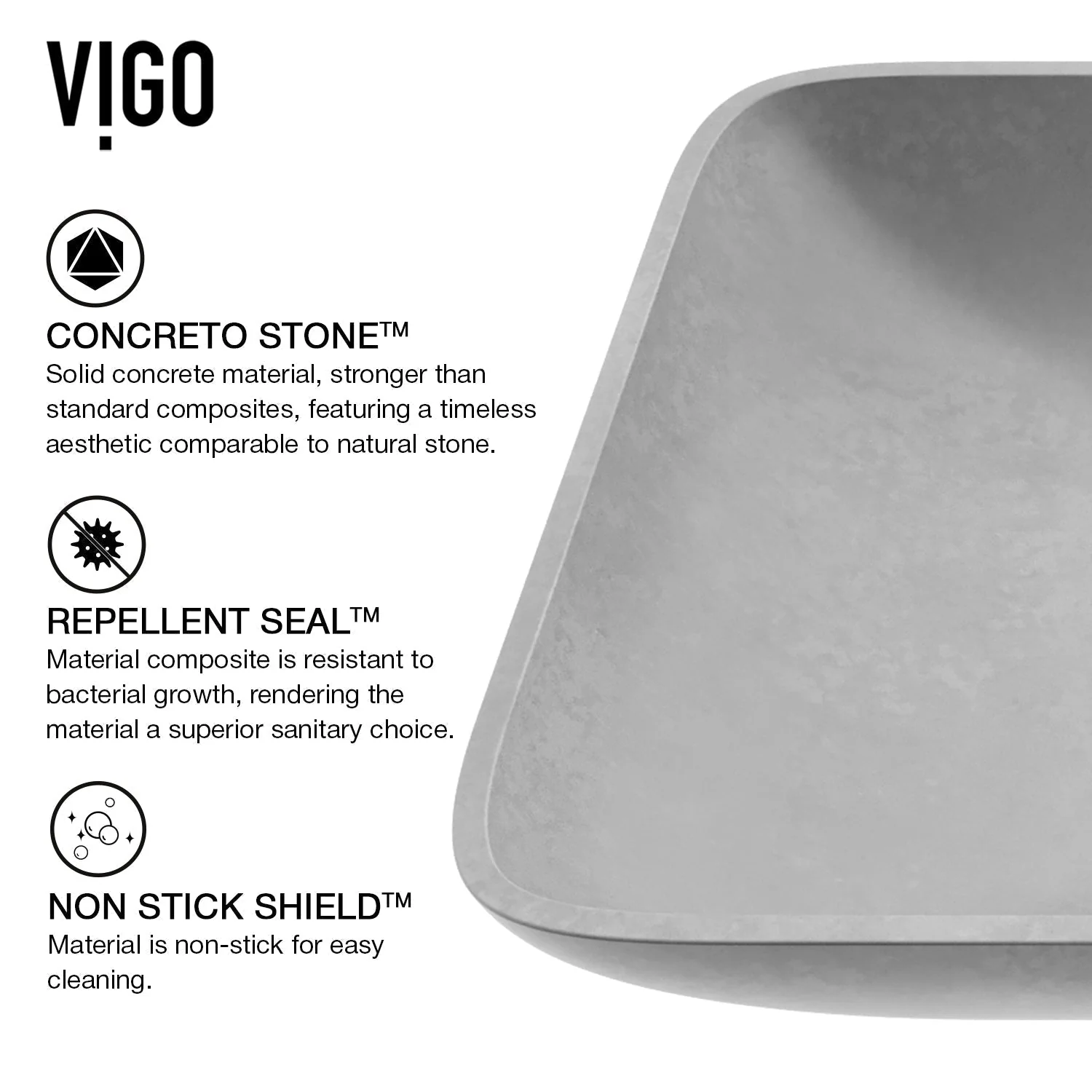 Donatella Rectangular Concreto Stone™ Vessel Sink - Image 5