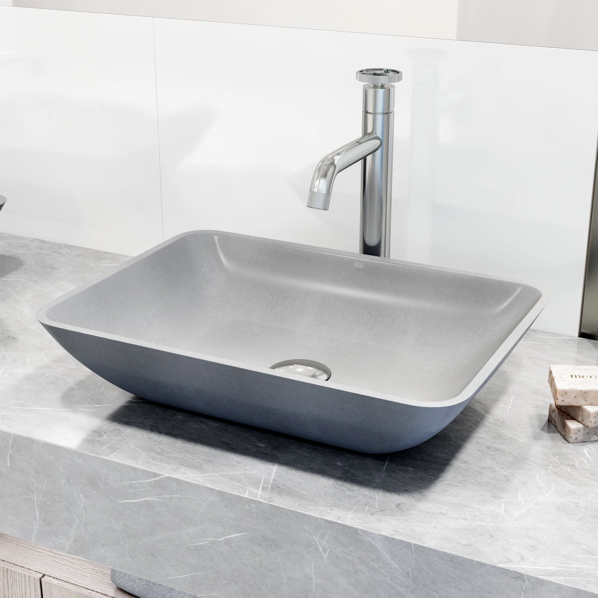Sottile Rectangular Concreto Stone™ Vessel Sink - Image 6