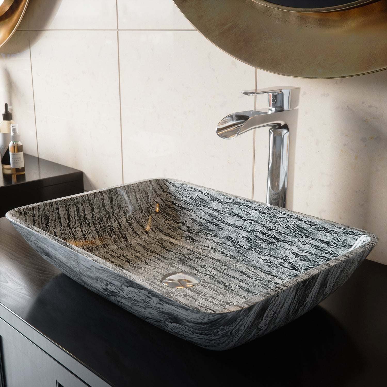 Sottile Rectangular Glass Vessel Sink - Image 3