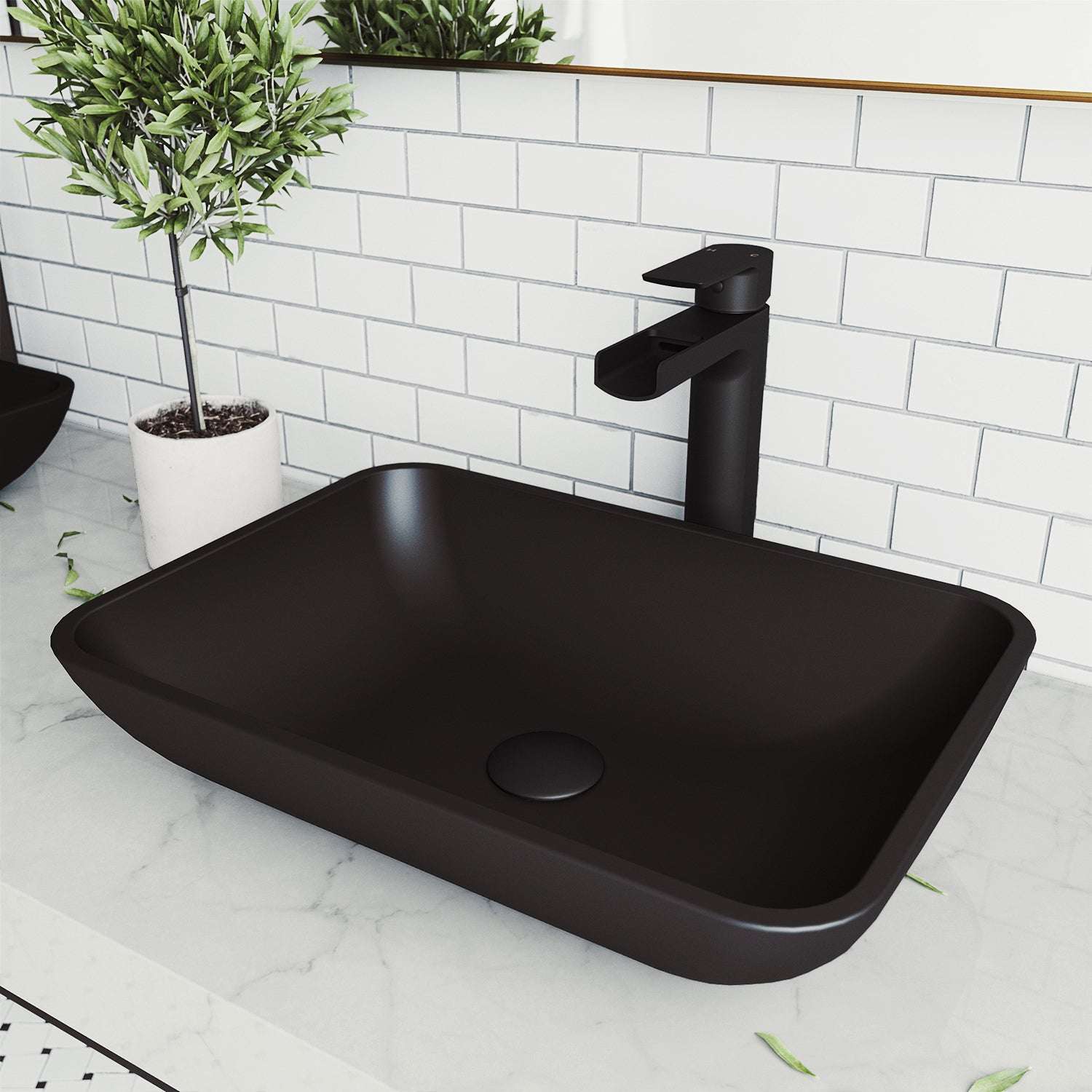 Sottile Rectangular Glass Vessel Sink - Image 31