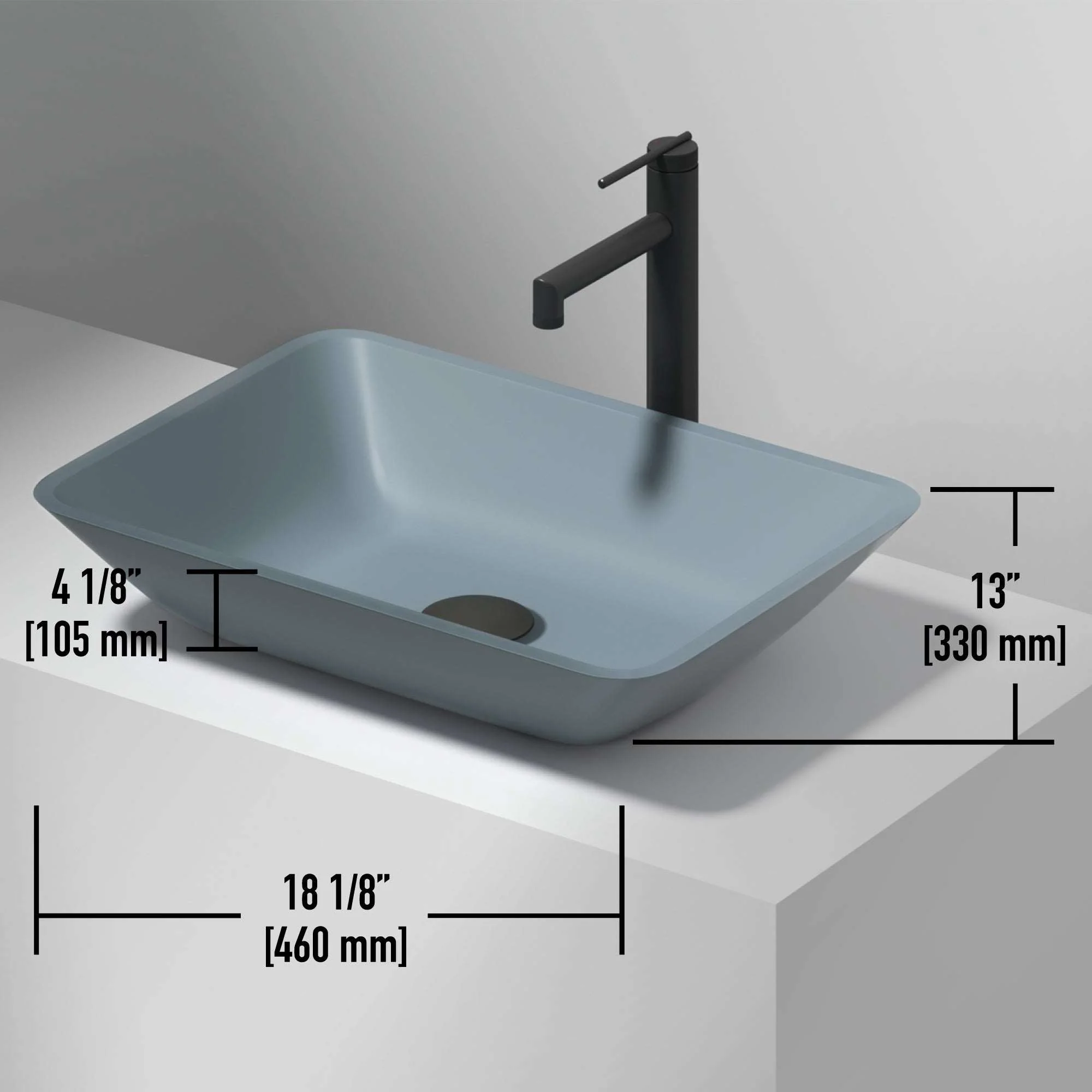 Sottile Rectangular Glass Vessel Sink - Image 40
