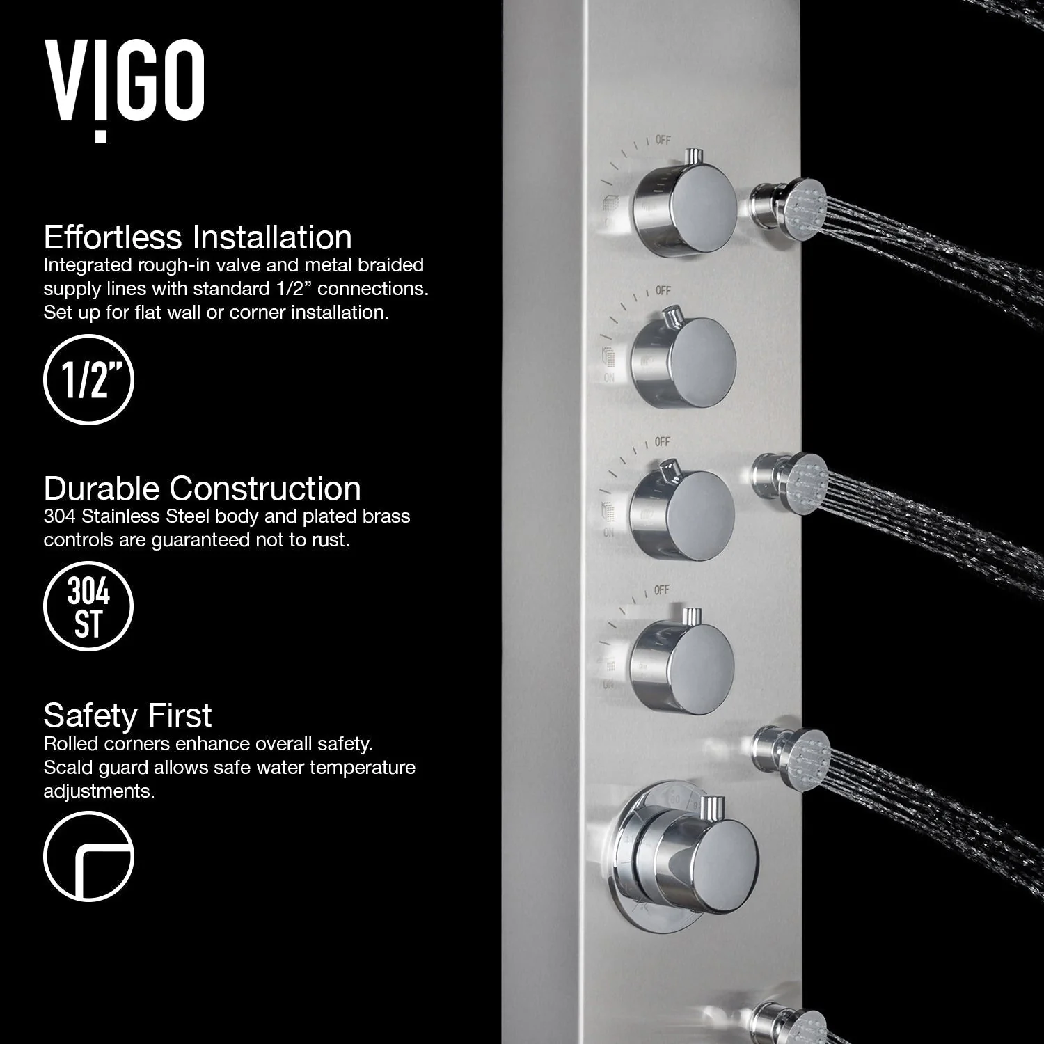 Brielle 6-Jet Shower Panel System - Image 4