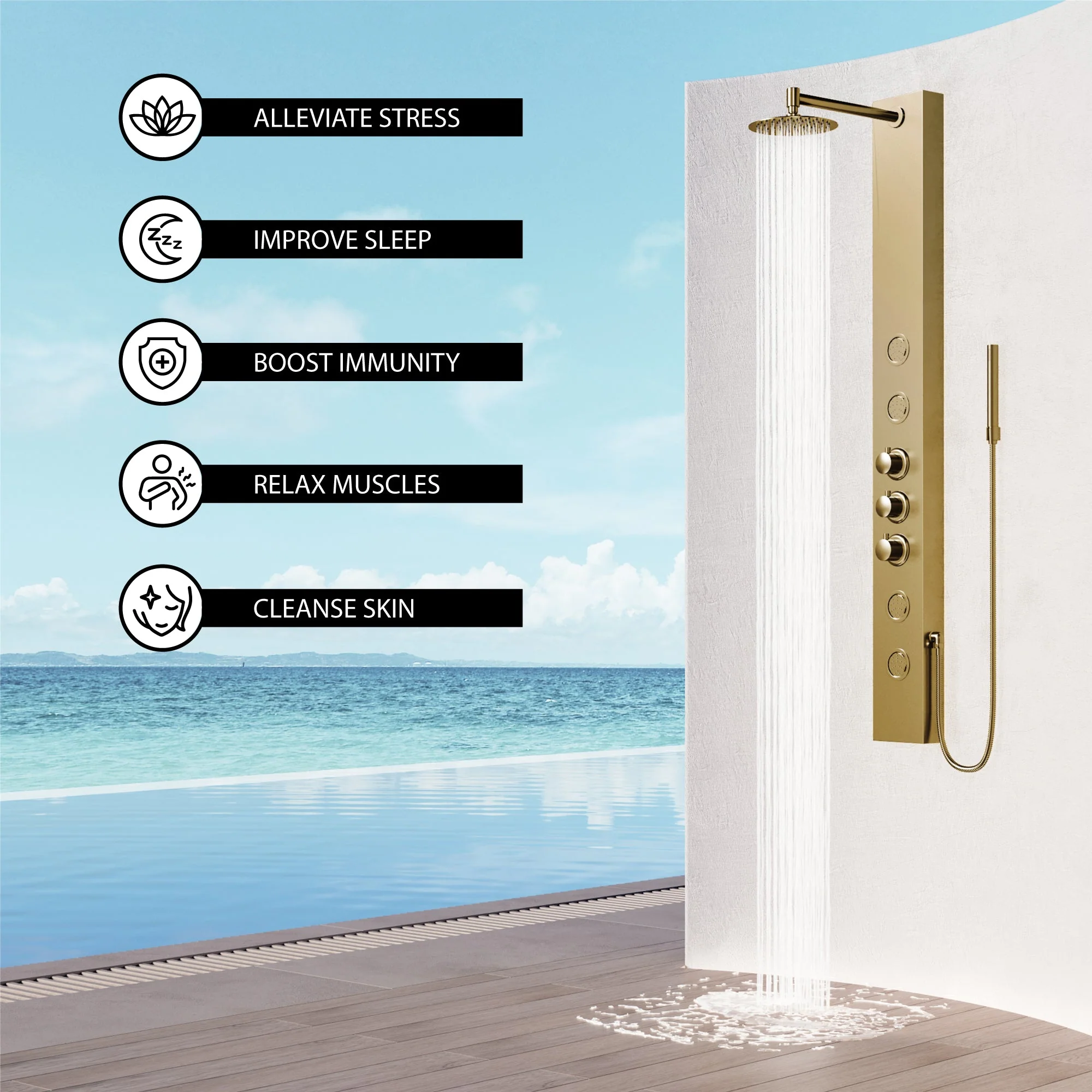 Elan Ellington 4-Jet Shower Panel System - Image 14