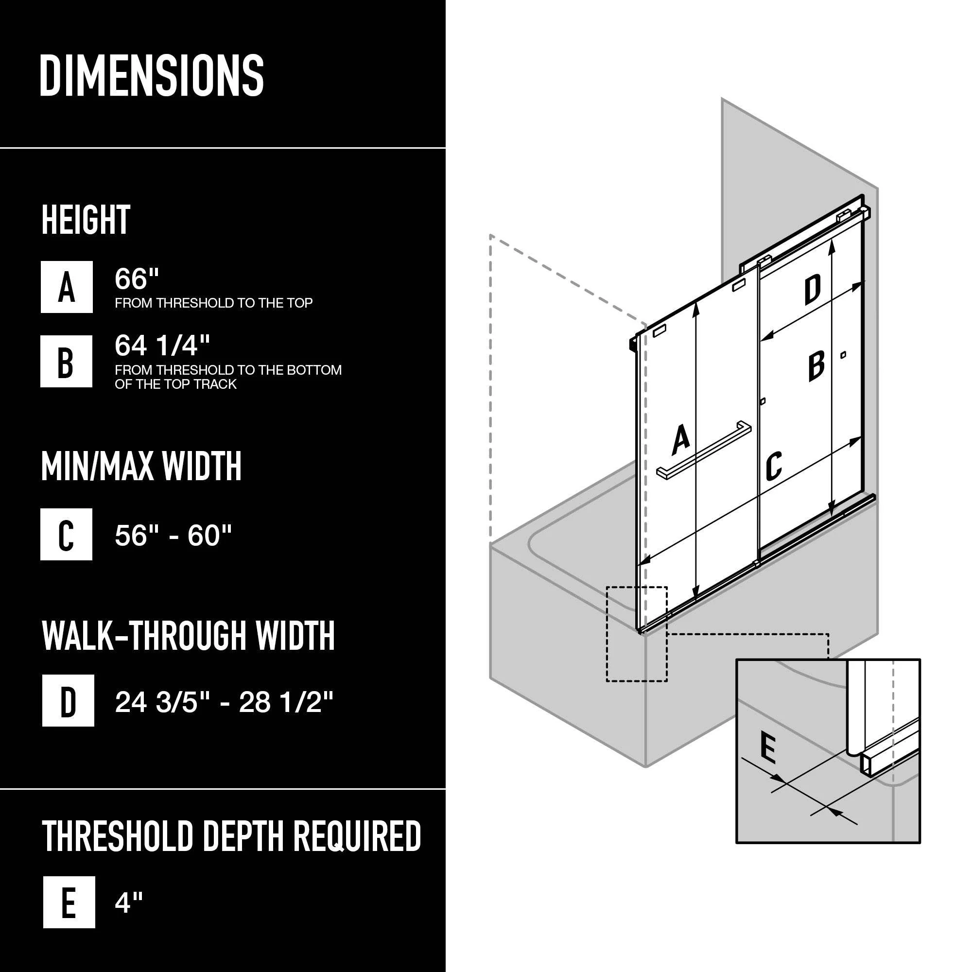 Houston VMotion™ Frameless Sliding Tub Door - Image 65