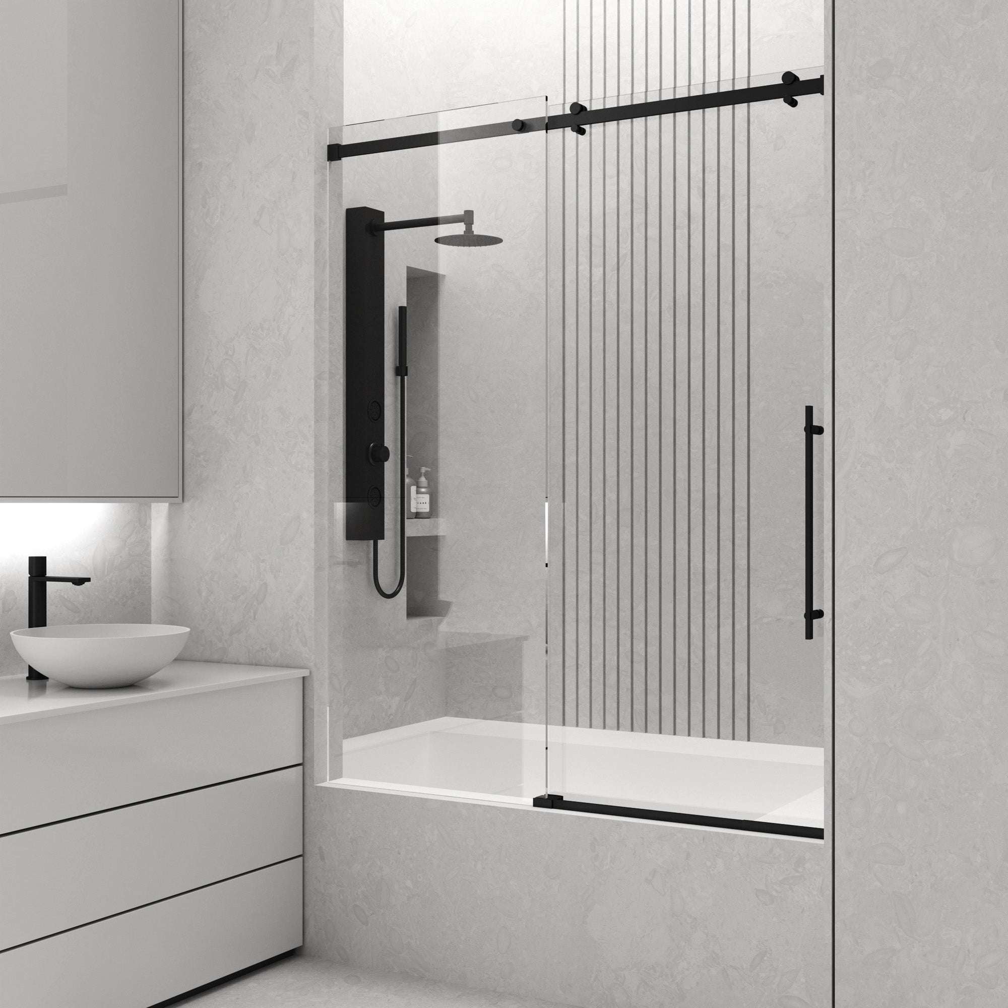Luca Frameless Sliding Tub Door 56β60 in.