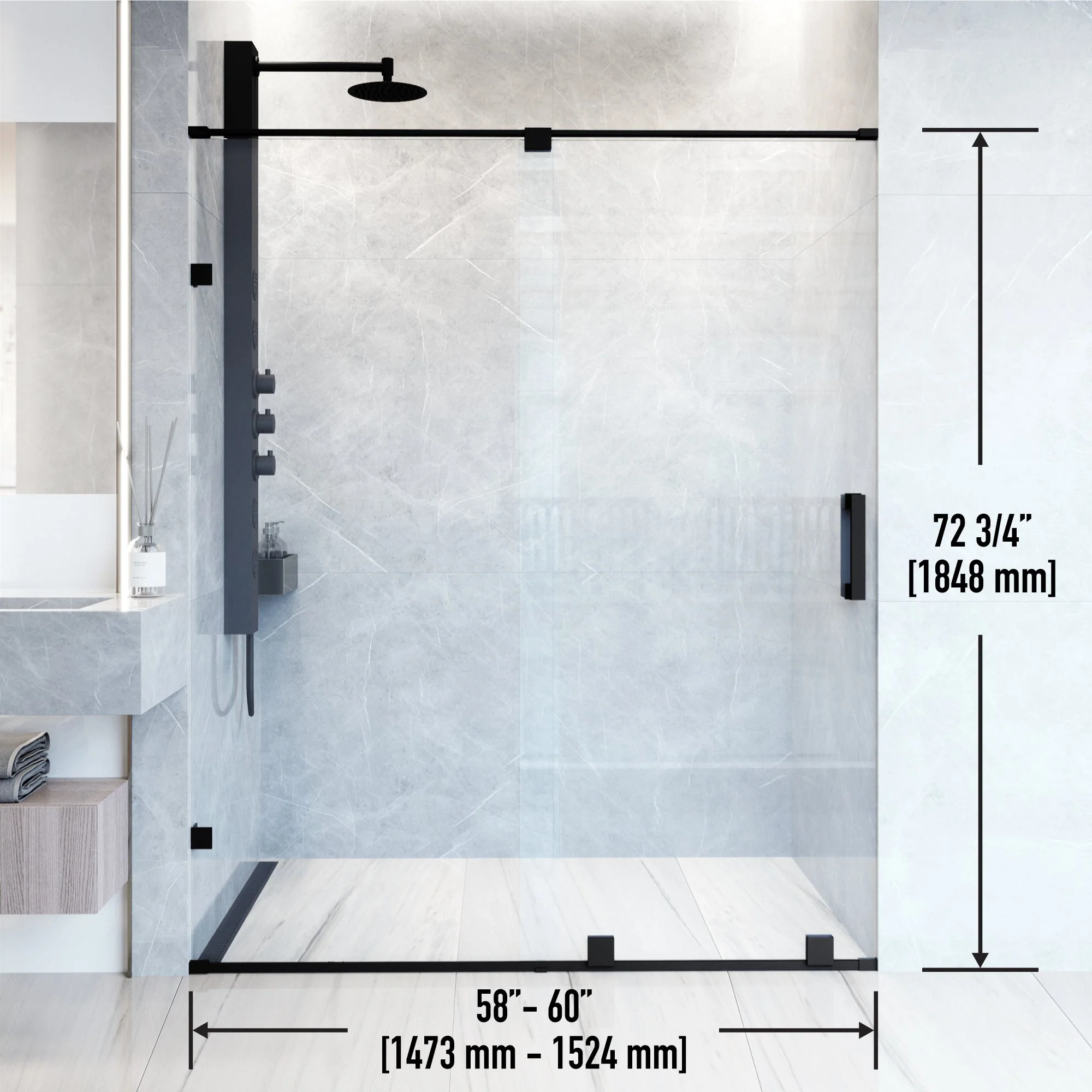 Ryland Frameless Sliding Shower Door - Image 4