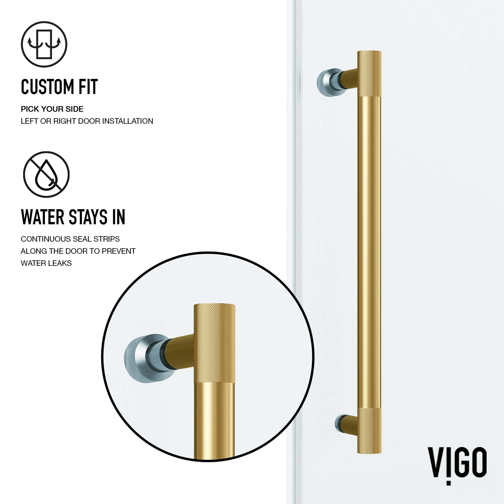 Hamilton Aerodynamic Frameless Sliding Bath Tub Door 56-60 in. Wide and 68 in. High – Matte Brushed Gold with Clear Tempered Glass - Image 36
