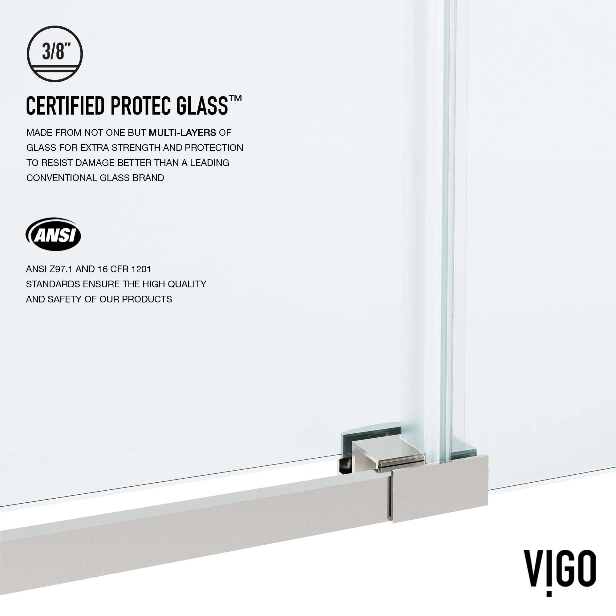 Hamilton Aerodynamic Frameless Sliding Bath Tub Door 56-60 in. Wide and 68 in. High – Matte Brushed Gold with Clear Tempered Glass - Image 49