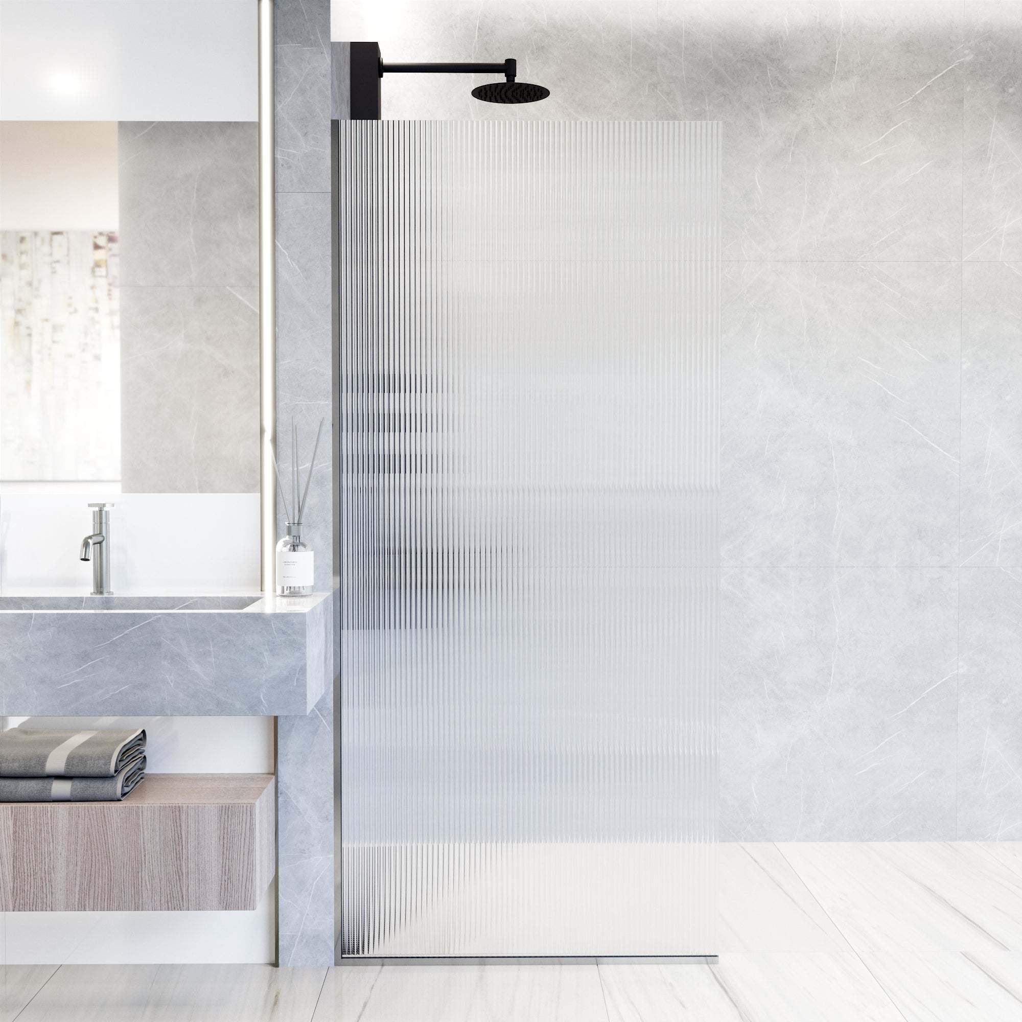 Meridian Zenith 34 x 74 in. Semi-Framed Fixed Shower Screen - Image 12