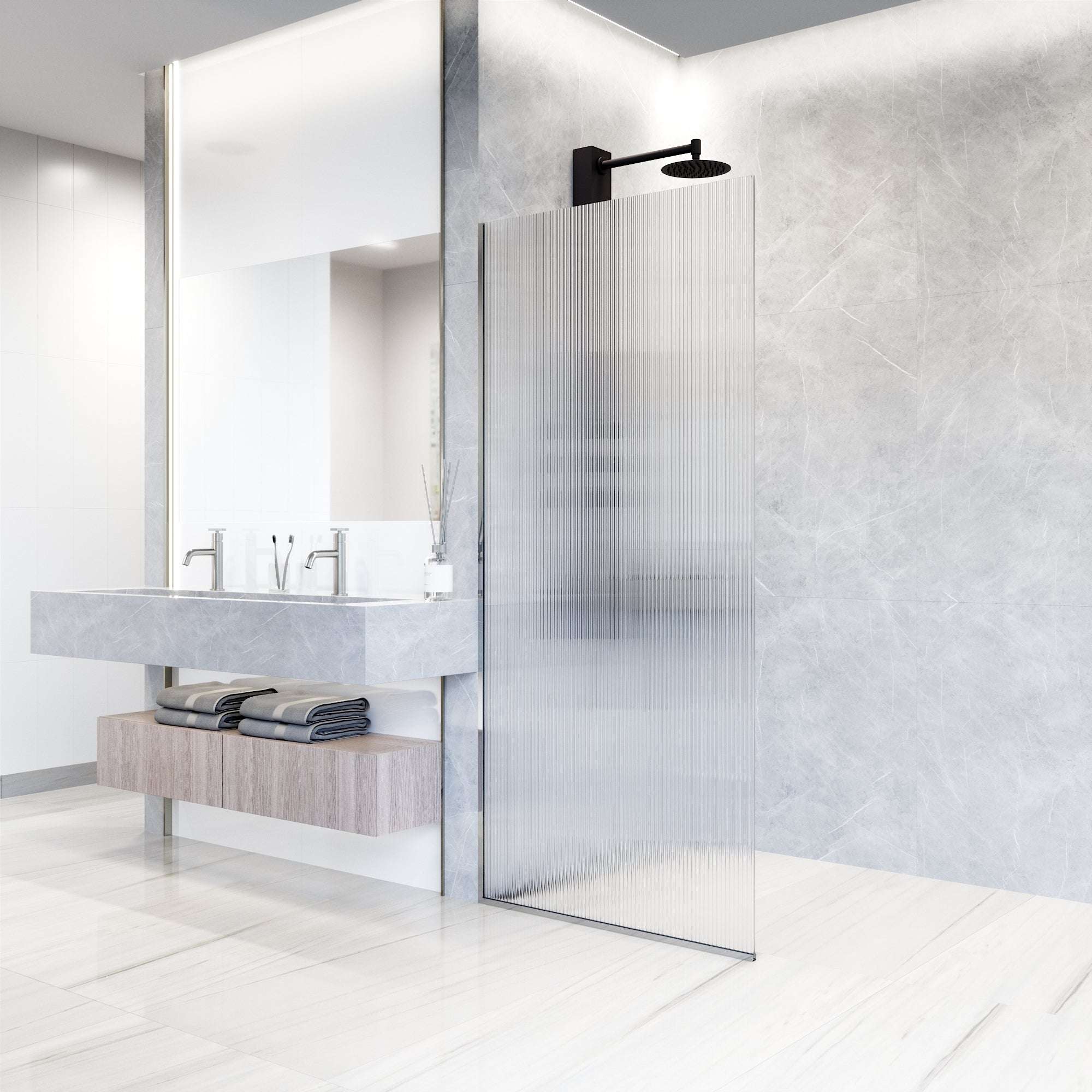 Meridian Zenith 34 x 74 in. Semi-Framed Fixed Shower Screen - Image 13