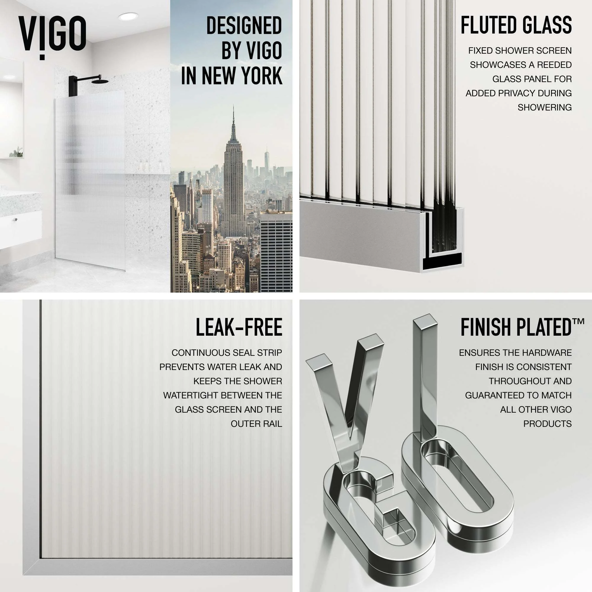 Meridian Zenith 34 x 74 in. Semi-Framed Fixed Shower Screen - Image 15