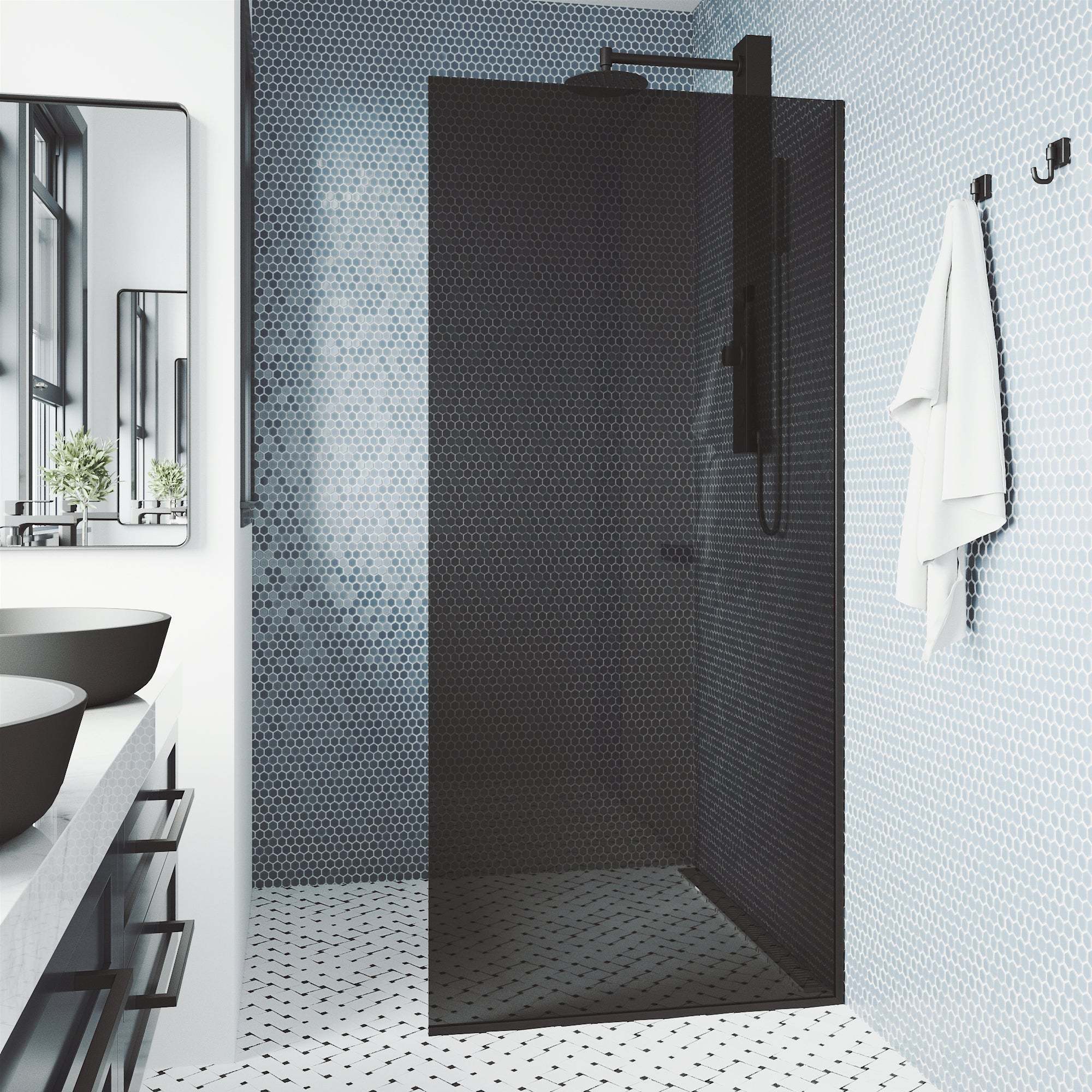 Meridian Zenith 34 x 74 in. Semi-Framed Fixed Shower Screen - Image 21