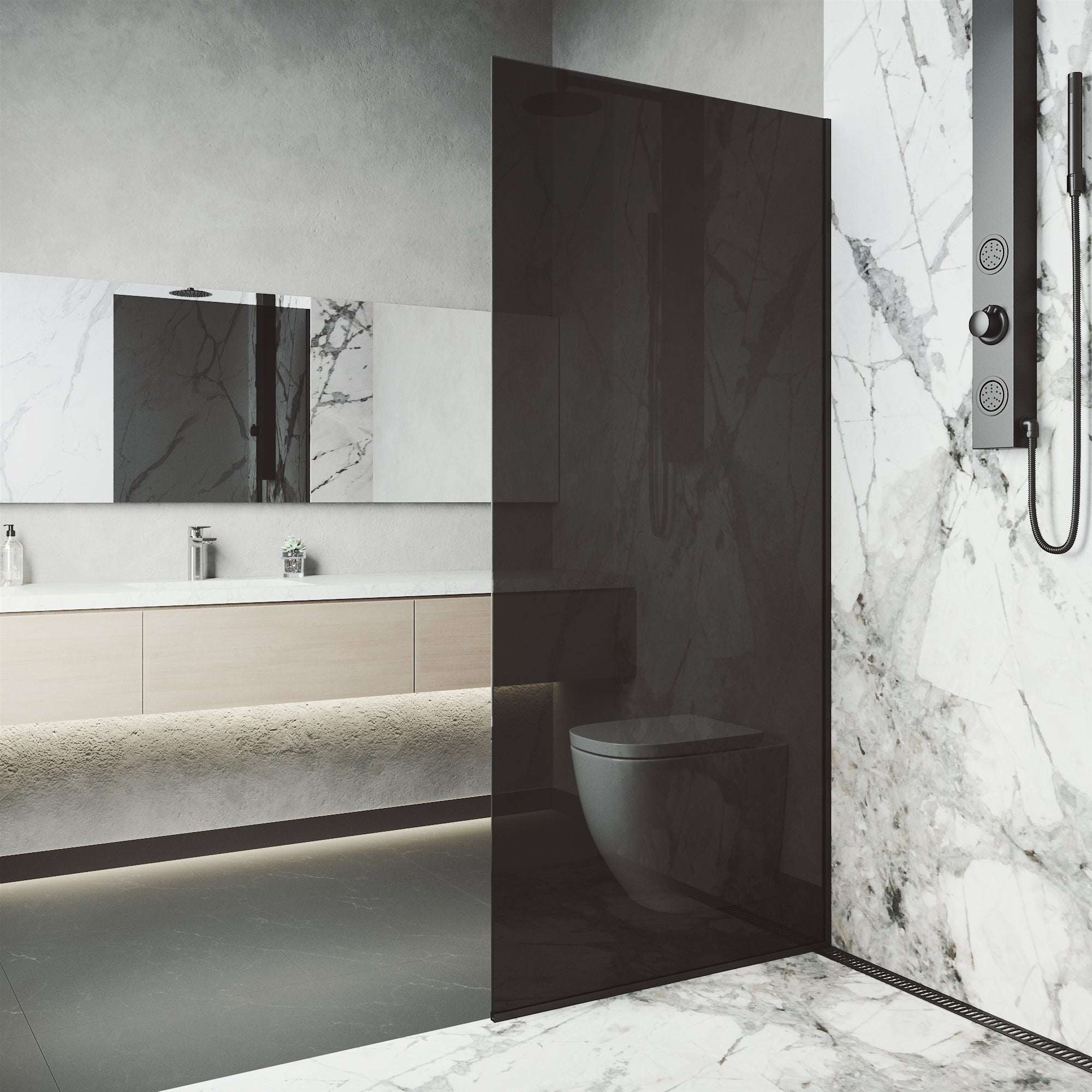 Meridian Zenith 34 x 74 in. Semi-Framed Fixed Shower Screen - Image 24