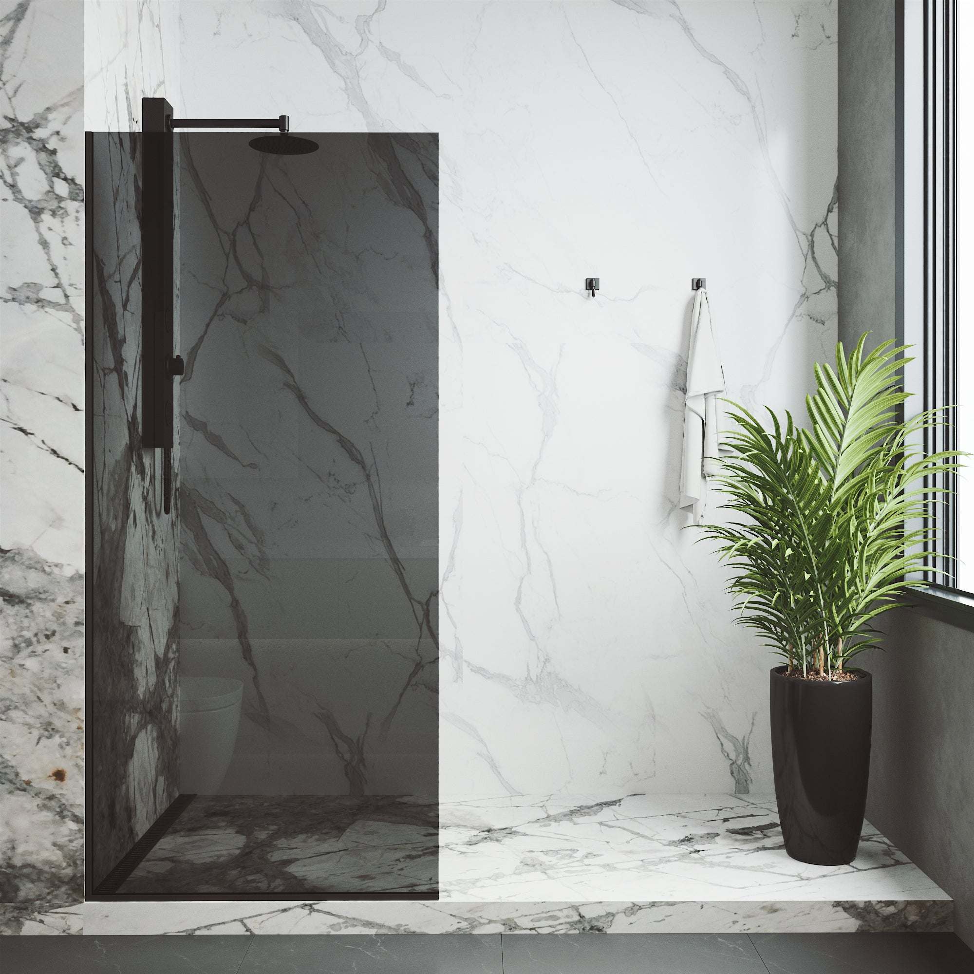 Meridian Zenith 34 x 74 in. Semi-Framed Fixed Shower Screen - Image 25
