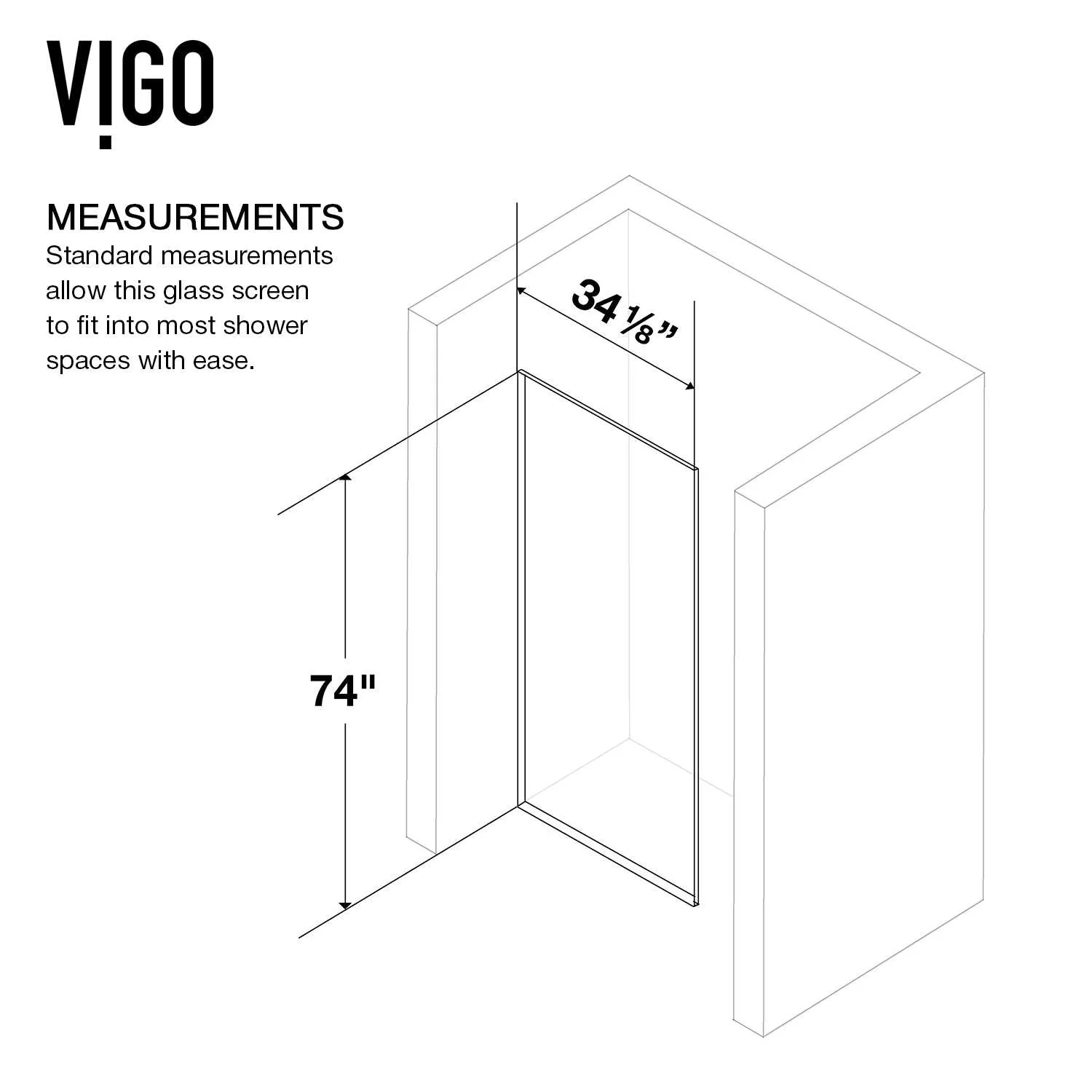 Meridian Zenith 34 x 74 in. Semi-Framed Fixed Shower Screen - Image 28