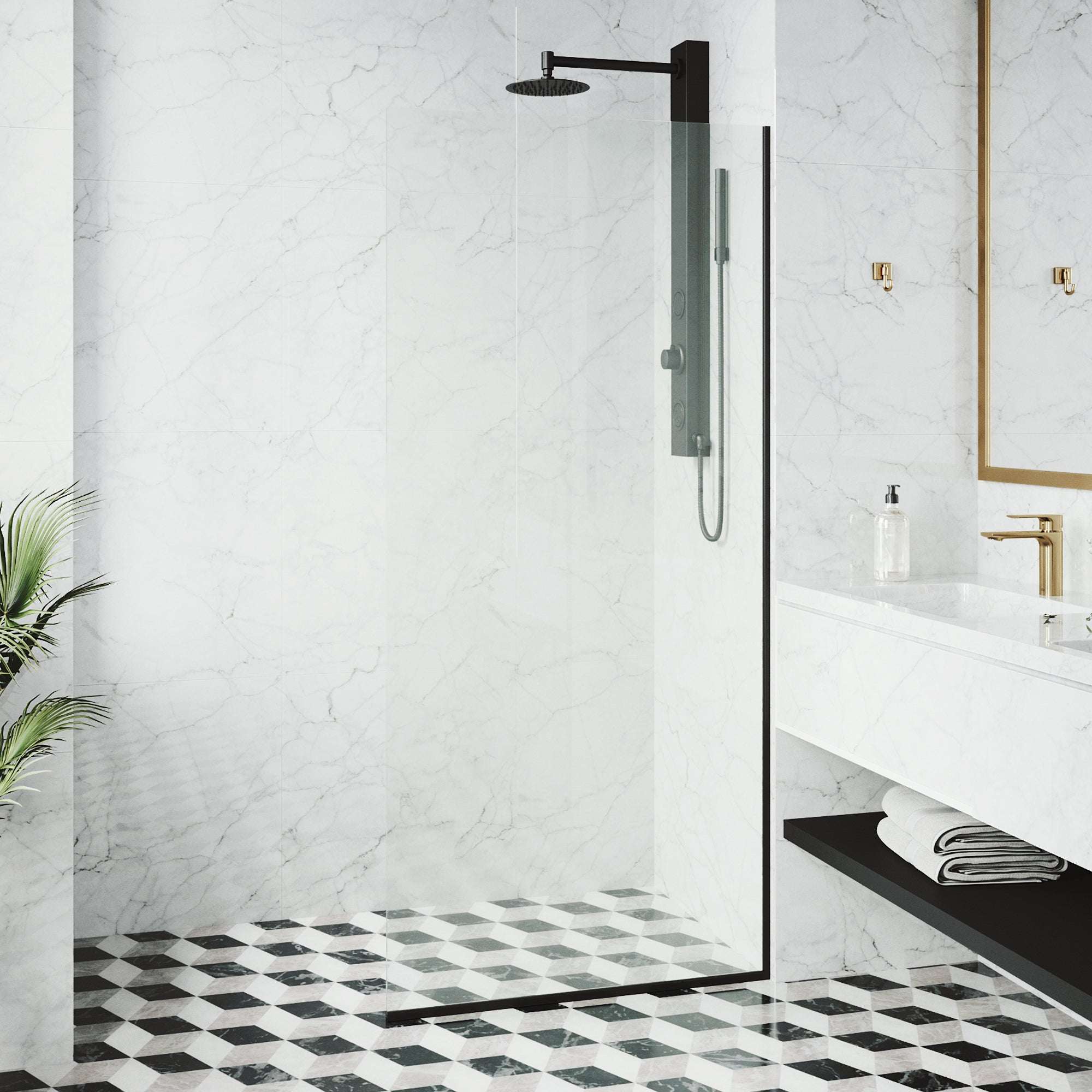 Meridian Zenith 34 x 74 in. Semi-Framed Fixed Shower Screen - Image 31