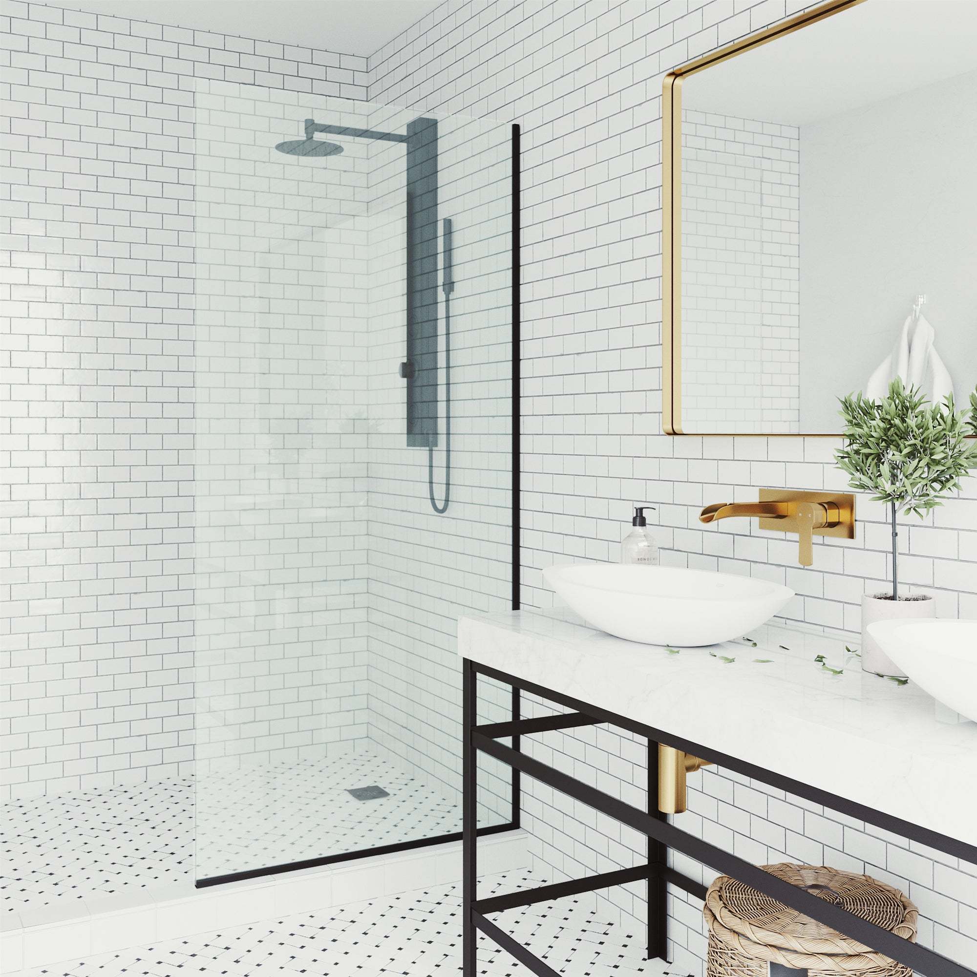 Meridian Zenith 34 x 74 in. Semi-Framed Fixed Shower Screen - Image 32