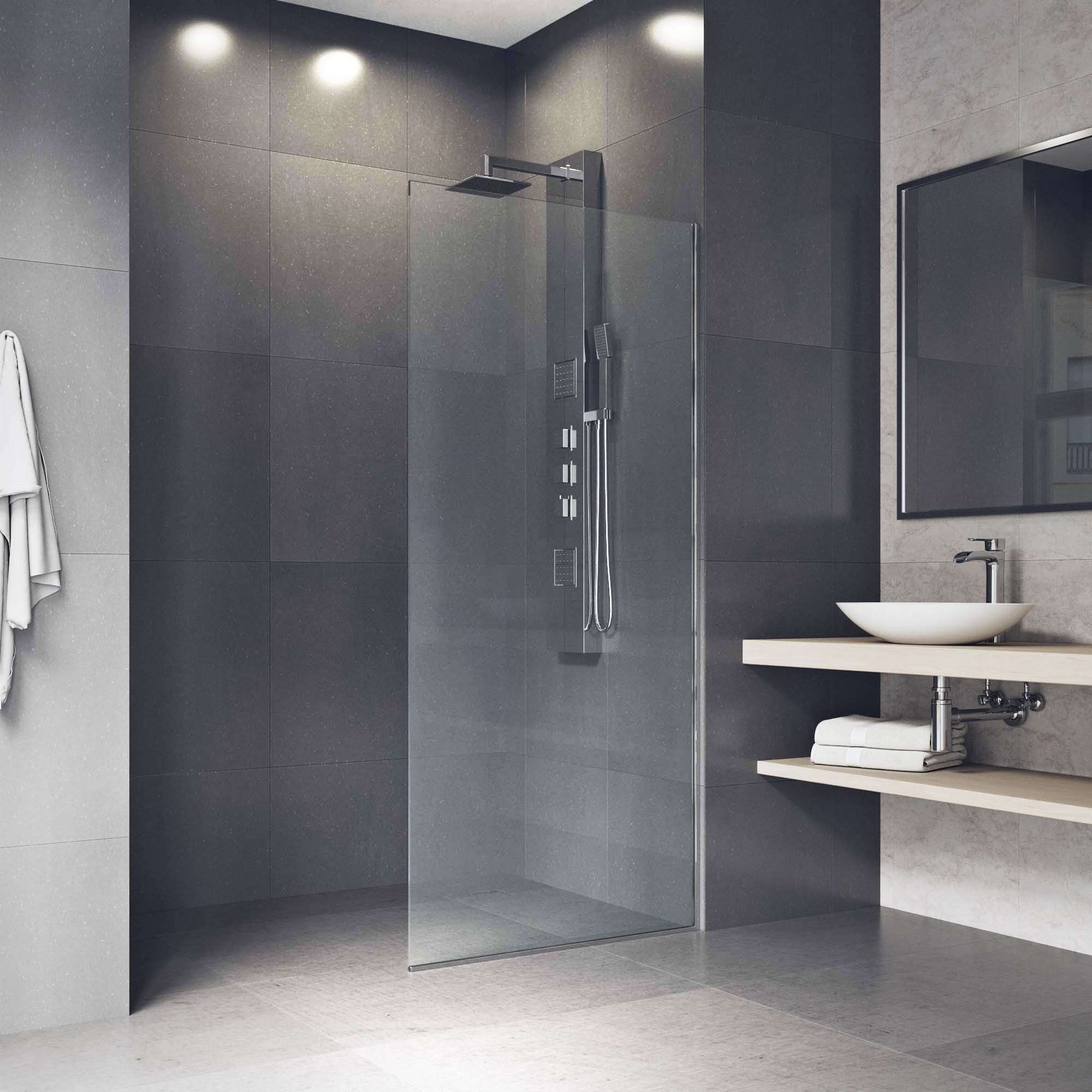 Meridian Zenith 34 x 74 in. Semi-Framed Fixed Shower Screen - Image 4