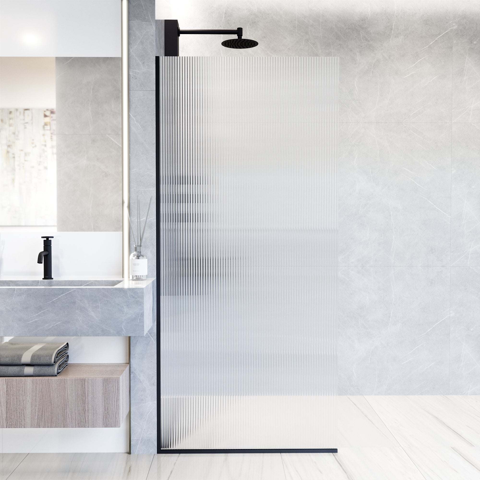 Meridian Zenith 34 x 74 in. Semi-Framed Fixed Shower Screen - Image 40
