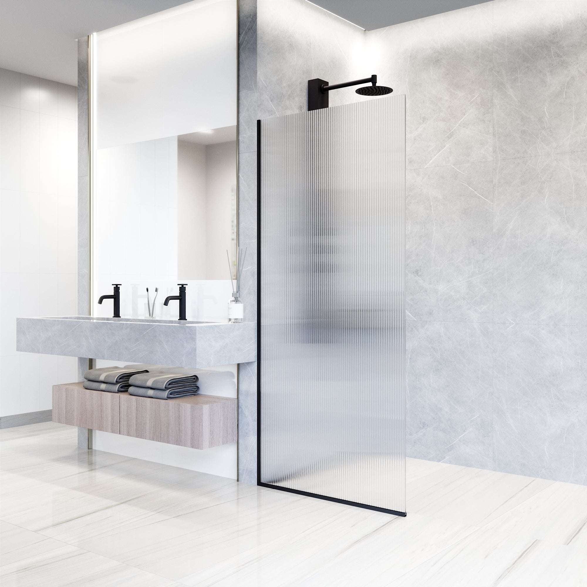 Meridian Zenith 34 x 74 in. Semi-Framed Fixed Shower Screen - Image 41