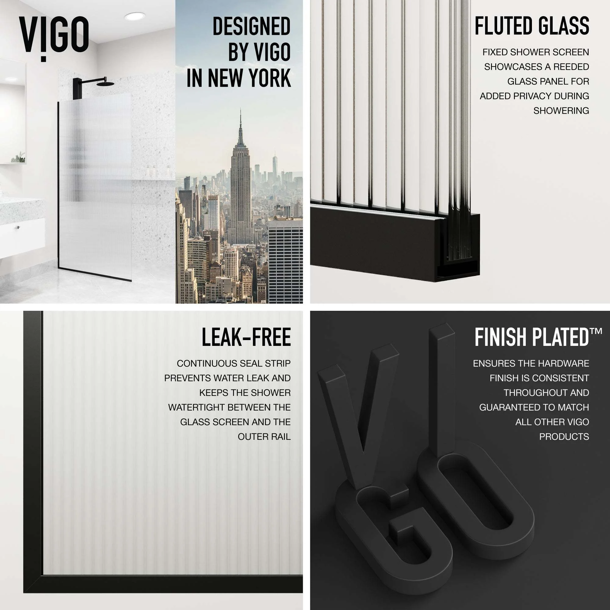 Meridian Zenith 34 x 74 in. Semi-Framed Fixed Shower Screen - Image 43
