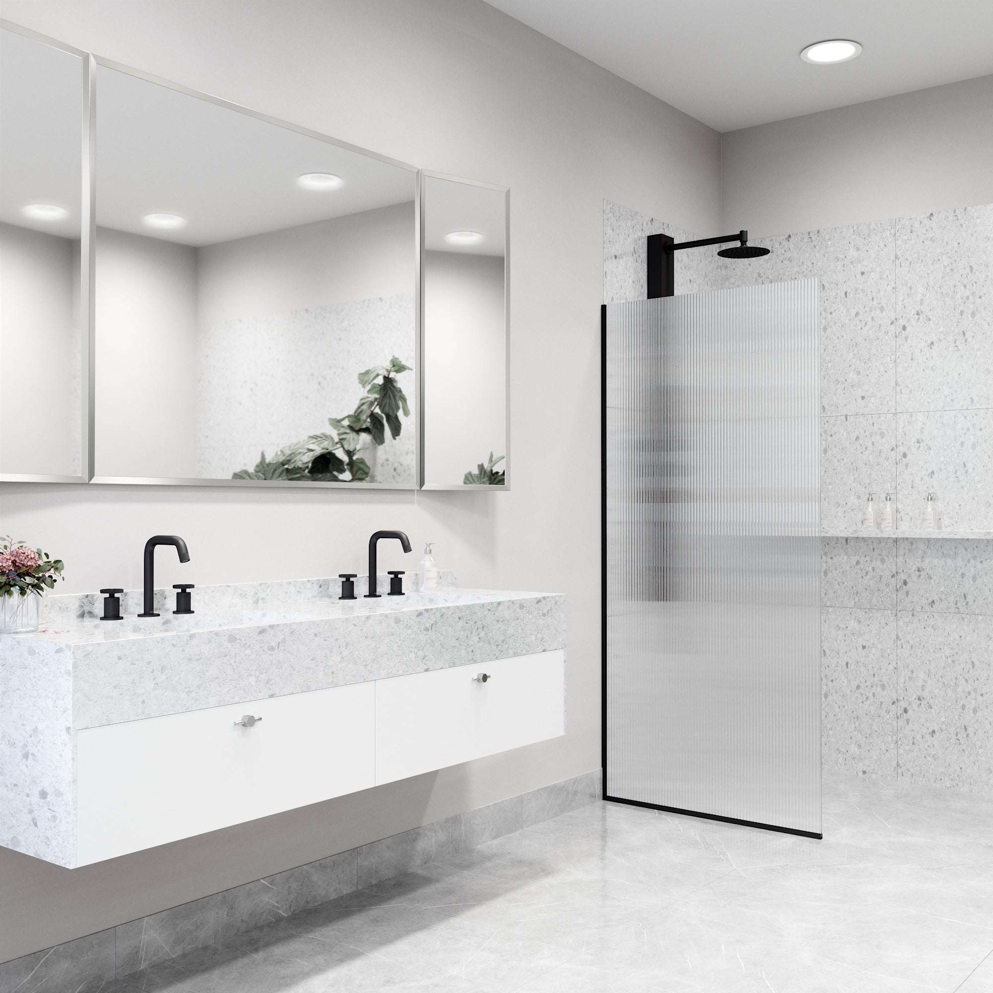 Meridian Zenith 34 x 74 in. Semi-Framed Fixed Shower Screen - Image 44