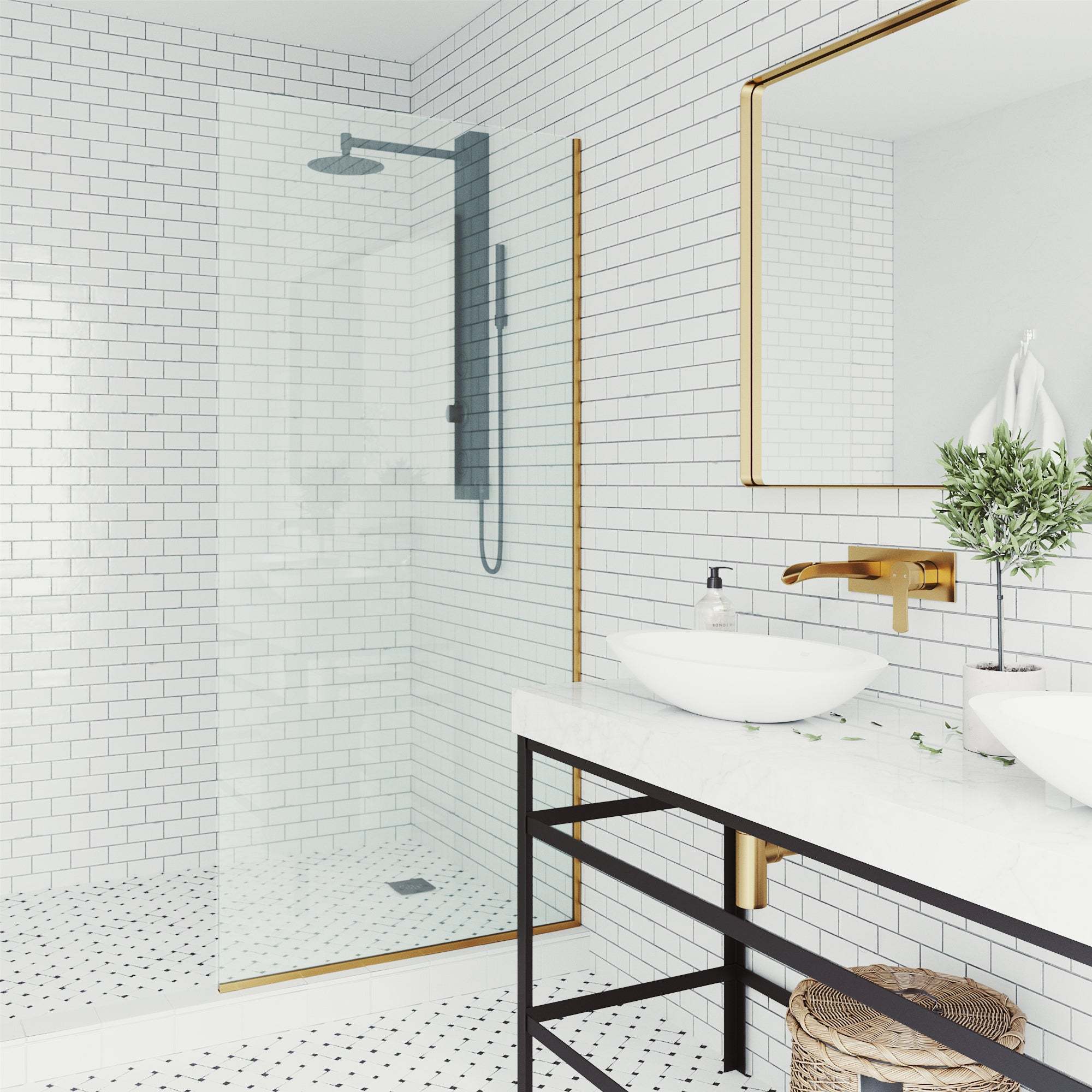 Meridian Zenith 34 x 74 in. Semi-Framed Fixed Shower Screen - Image 49