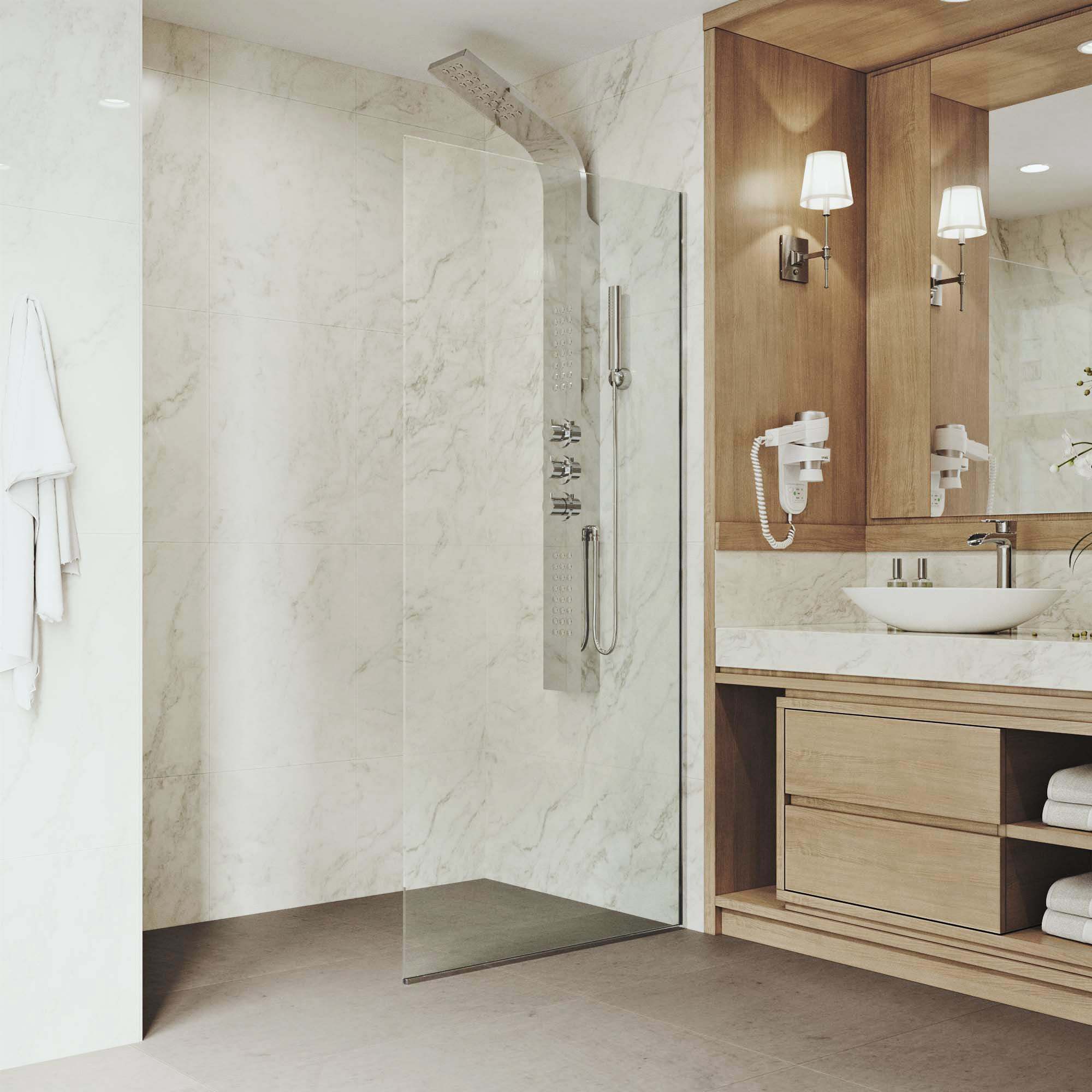 Meridian Zenith 34 x 74 in. Semi-Framed Fixed Shower Screen - Image 5