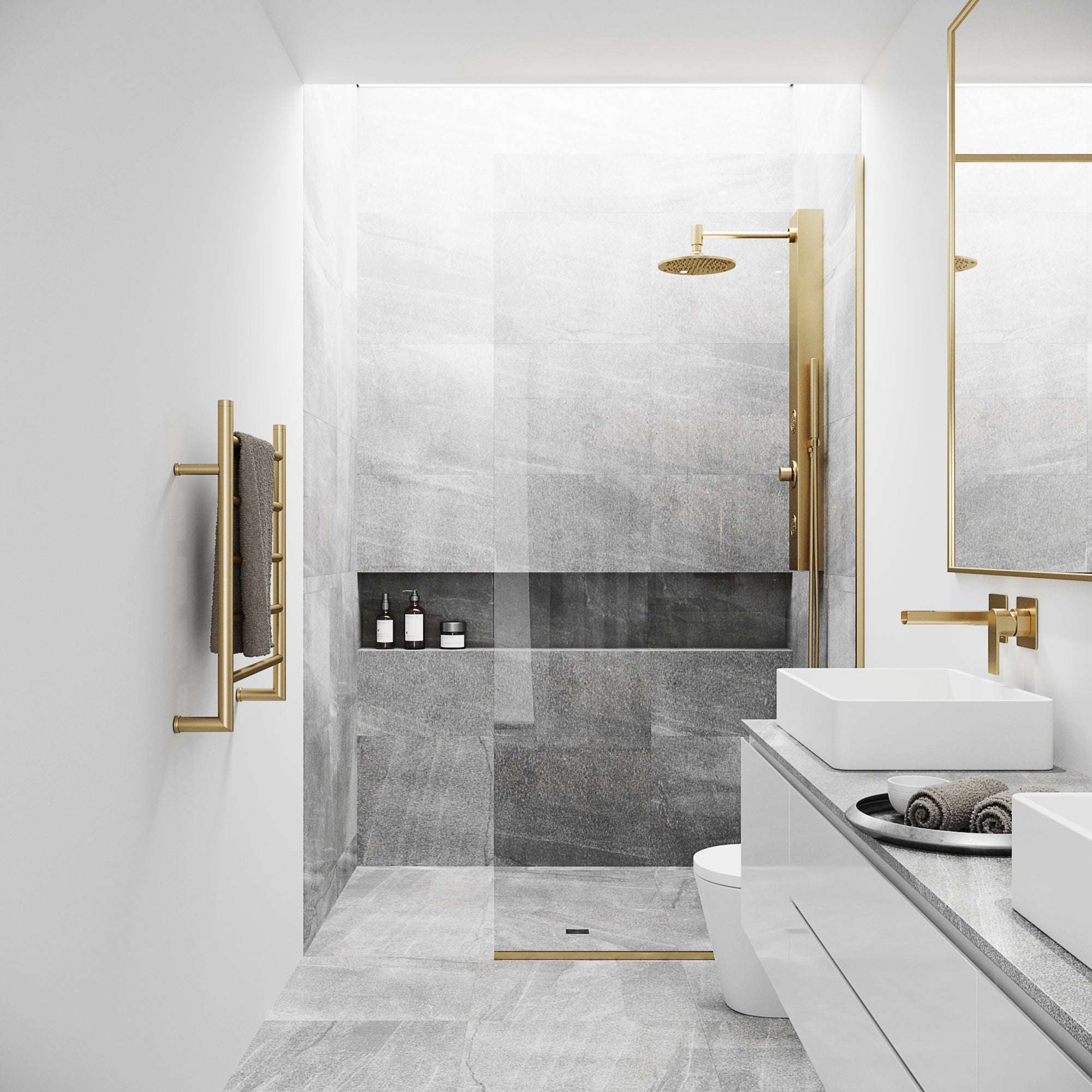 Meridian Zenith 34 x 74 in. Semi-Framed Fixed Shower Screen - Image 51