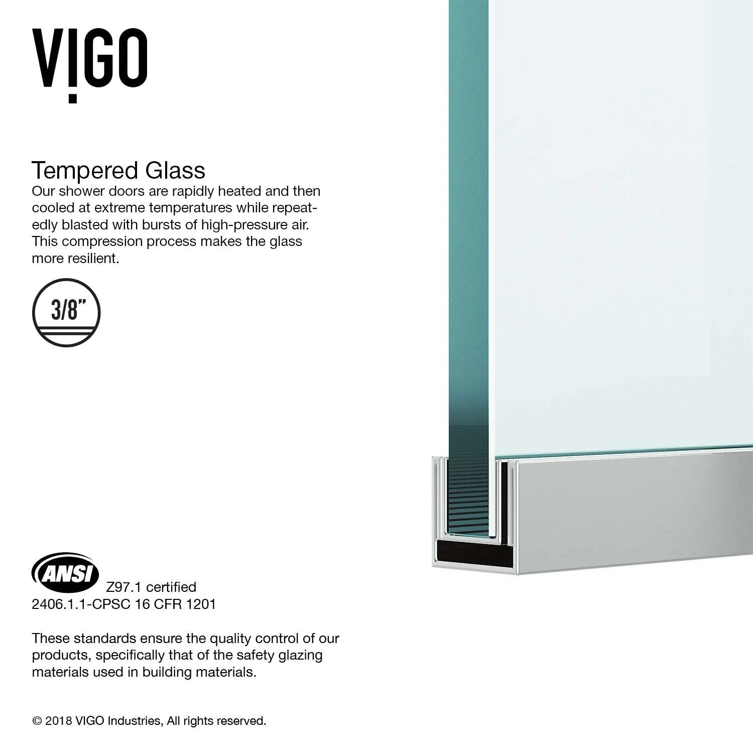 Meridian Zenith 34 x 74 in. Semi-Framed Fixed Shower Screen - Image 6