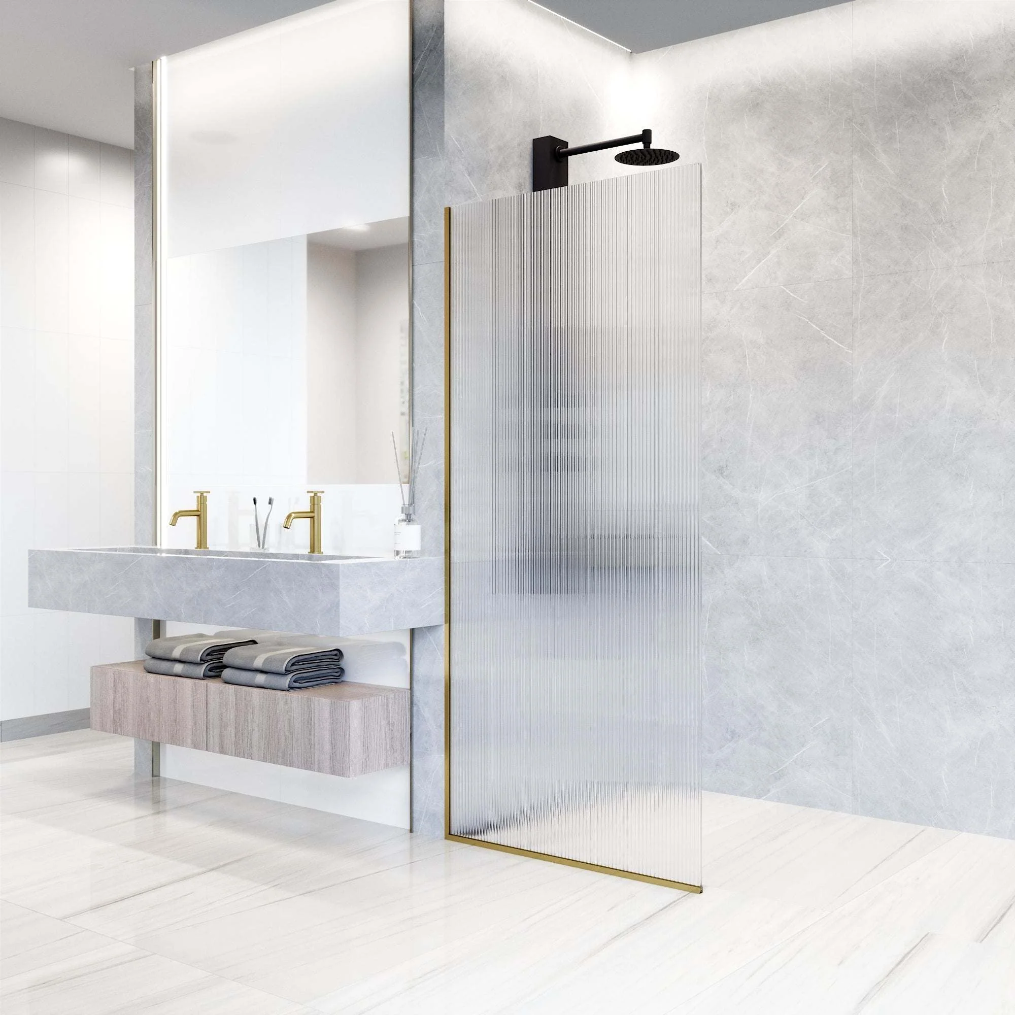 Meridian Zenith 34 x 74 in. Semi-Framed Fixed Shower Screen - Image 60